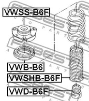 Фото 1 VWB-B6 FEBEST Подшипник качения, опора стойки амортизатора