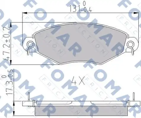 51688181 FOMAR Friction FO688181_=643 10=654 010B-SX=223735 !колодки дисковые п.\ Peugeot 206 1.1i-1.9D 97-01/306 1.4 97-00