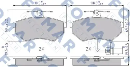 51689281 FOMAR Friction FO689281_=FDB1451=631 12=573006B !колодки дисковые п.\ Audi A4, VW Passat 1.6/1.8/1.9TDi 96>