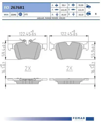 Fo 267681 колодки дисковые задние
