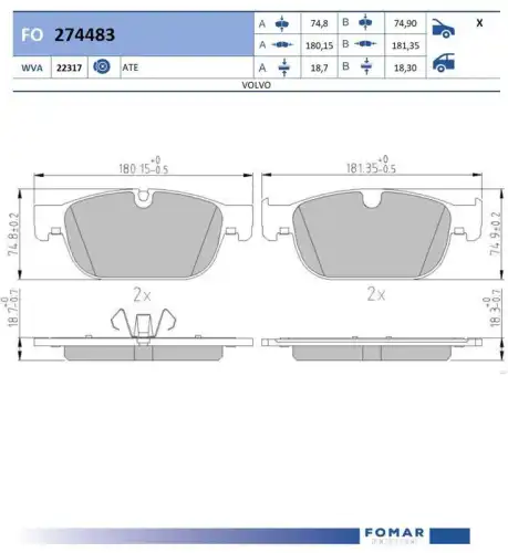 Fo 274483 колодки дисковые передние FOMAR FRICTION FO 274483