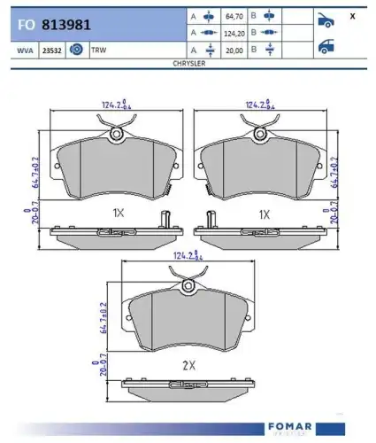 Fo 813981 колодки дисковые передние