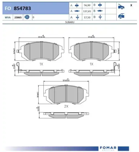 Fo 854783 колодки дисковые передние FOMAR FRICTION FO854783