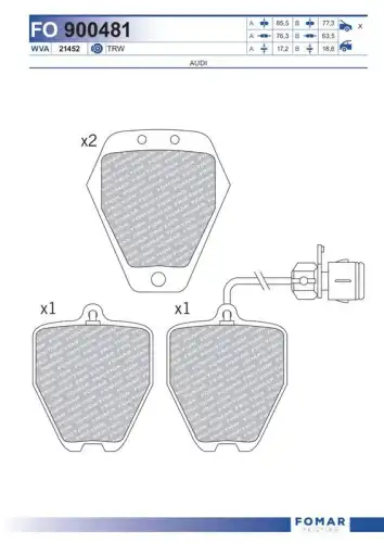 FO900481 FOMAR Friction Тормозные колодки