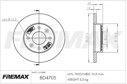 BD-4705 FREMAX Тормозной диск