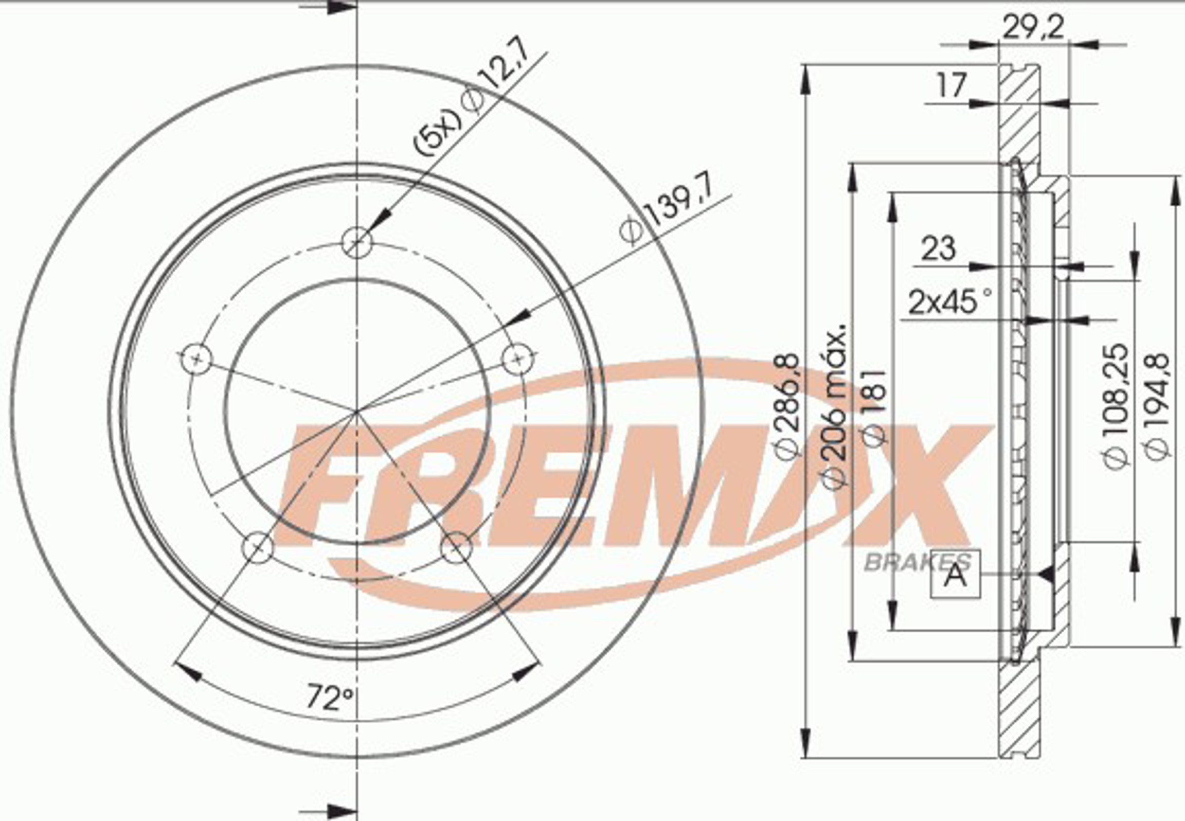Диск тормозной FREMAX BD-2863