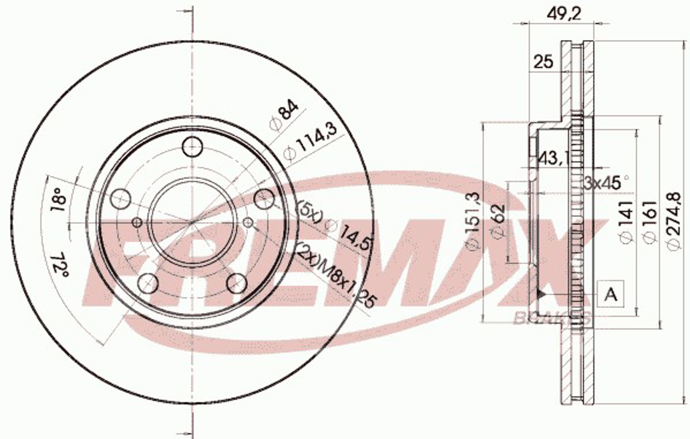 BD-2878 FREMAX Диск тормозной