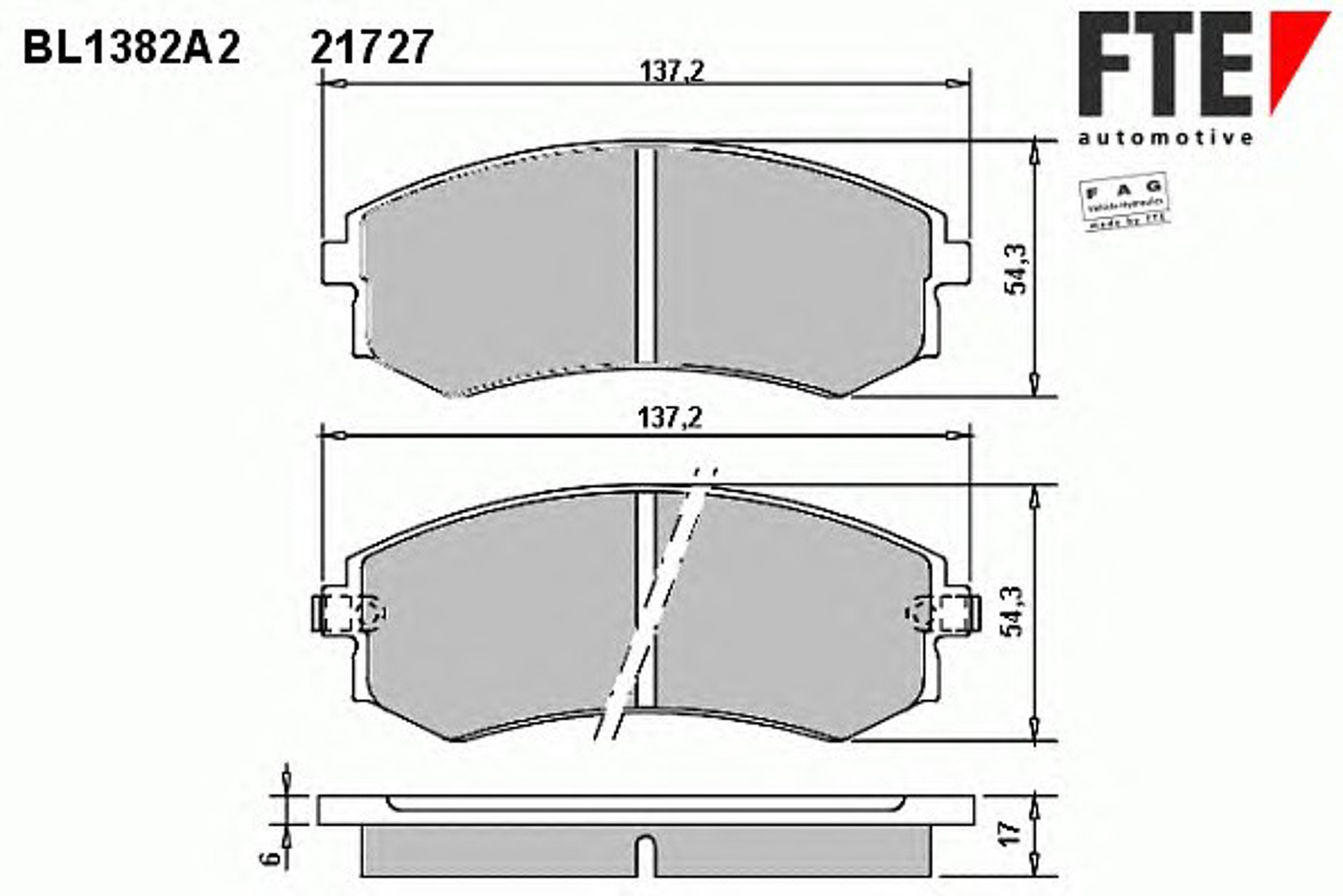 Комплект тормозных колодок дисковый тормоз FTE BL1382A2