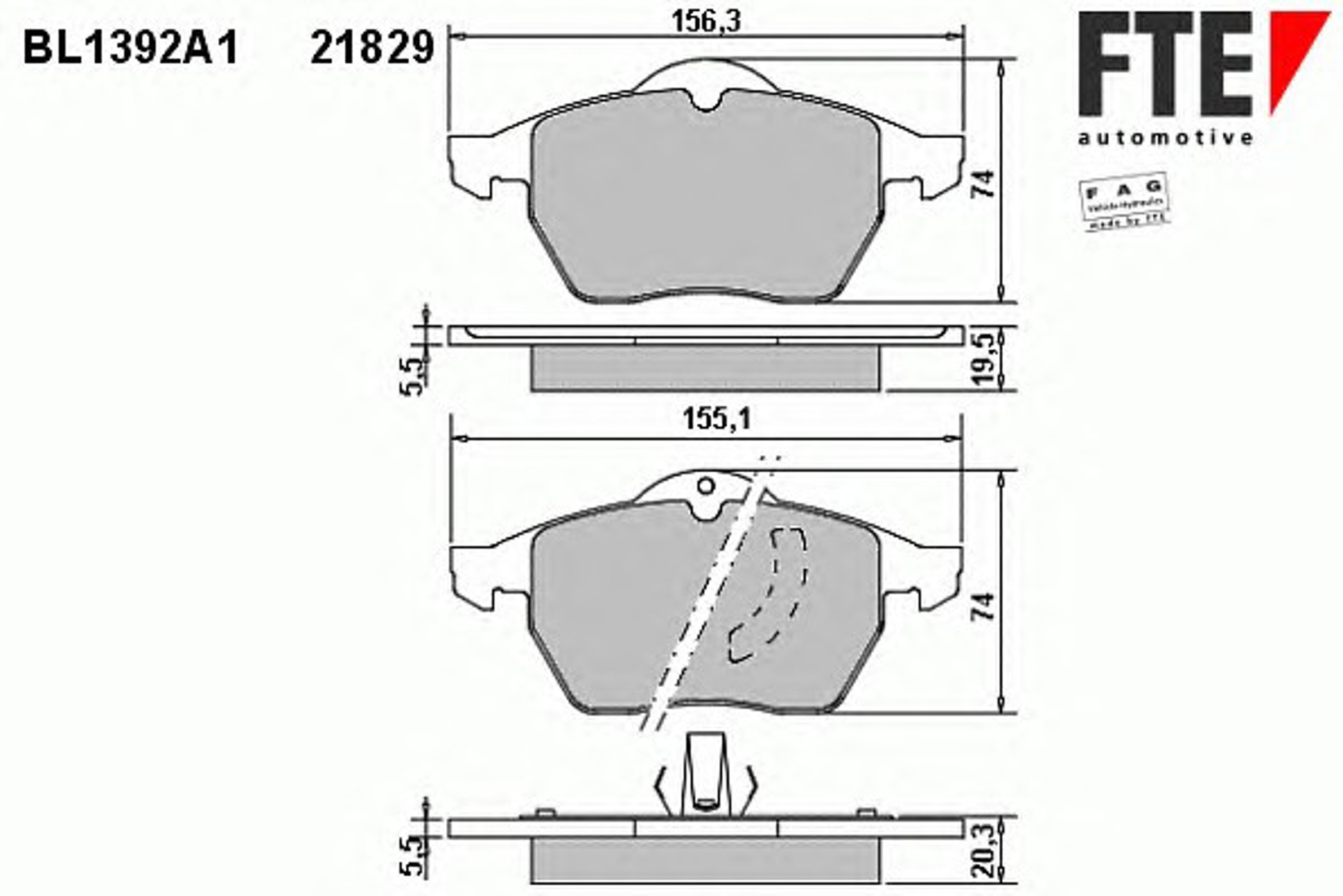 Комплект тормозных колодок дисковый тормоз FTE BL1392A1