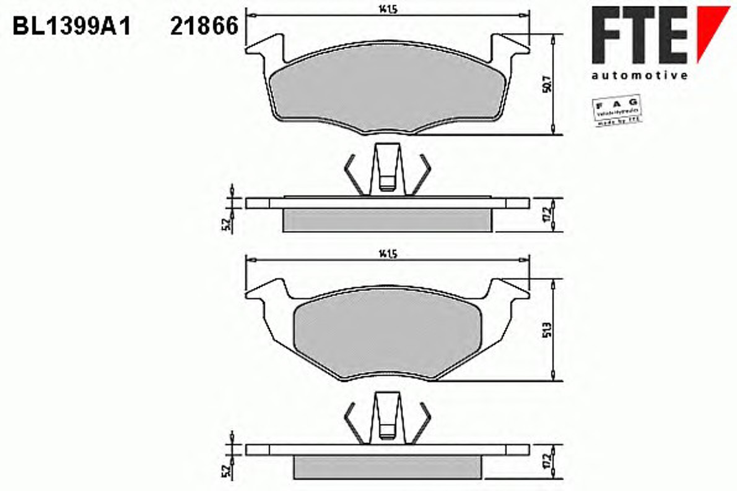Колодки тормозные дисковые FTE BL1399A1