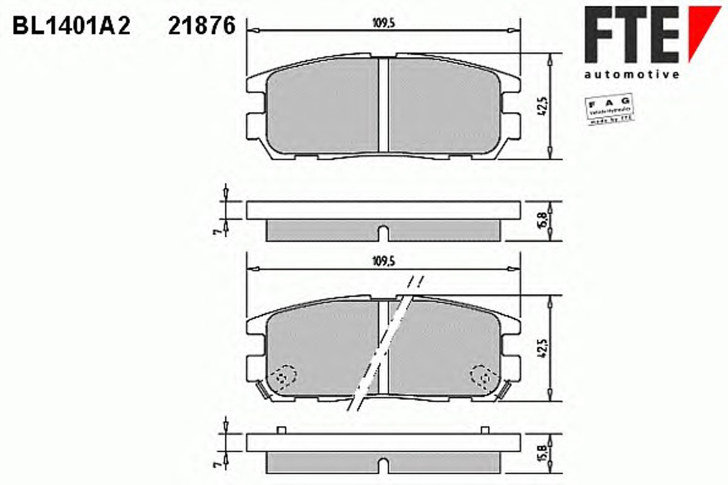 Комплект тормозных колодок дисковый тормоз FTE BL1401A2