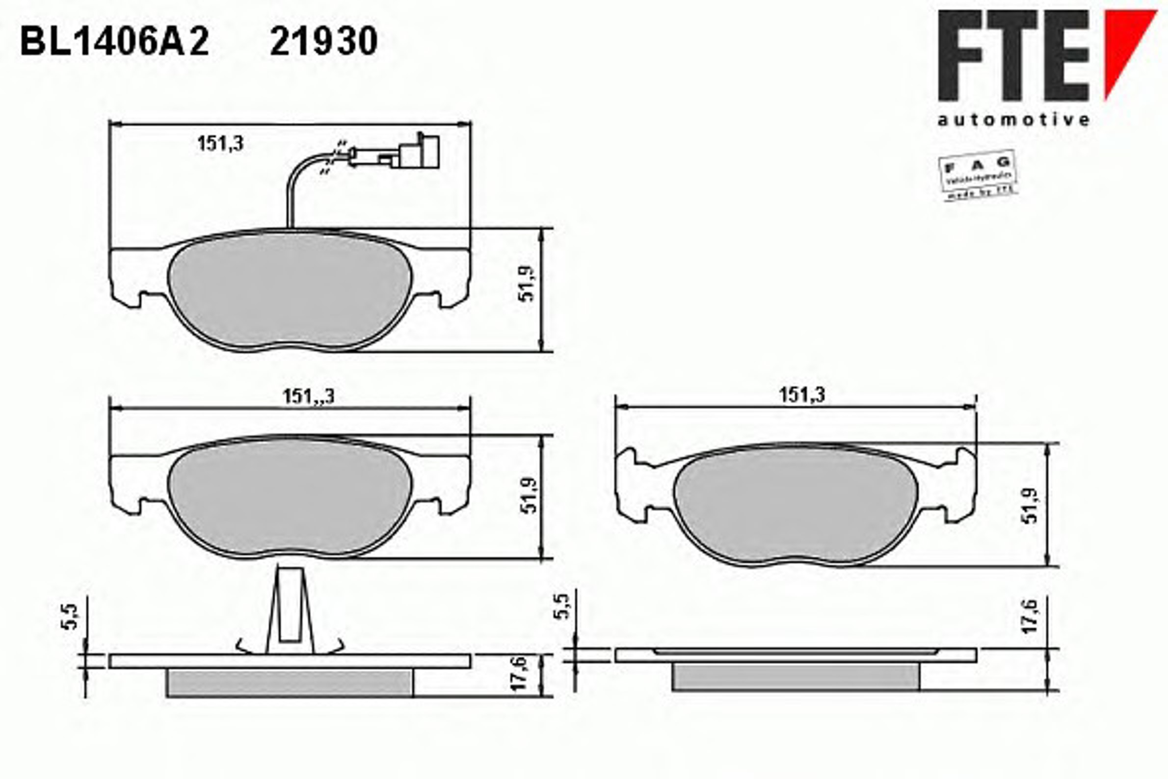 Колодки тормозные дисковые FTE BL1406A2