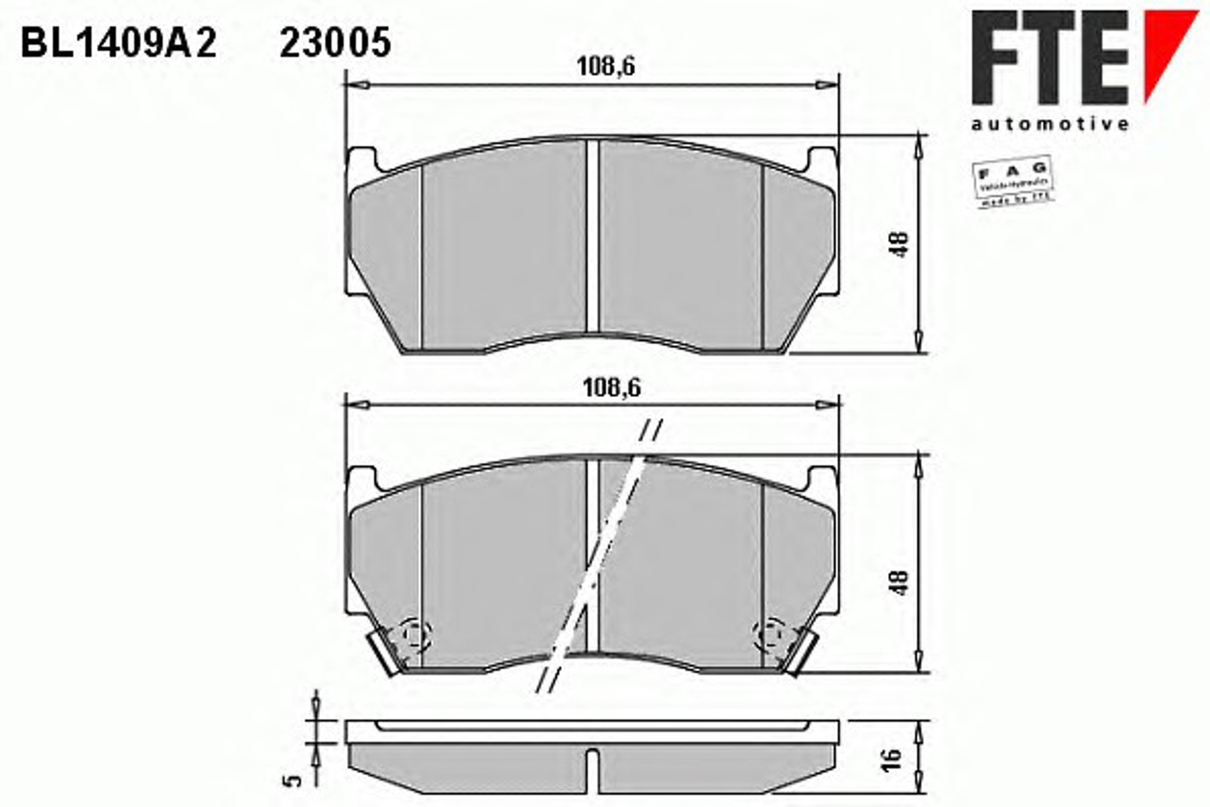 BL1409A2 FTE Комплект тормозных колодок, дисковый тормоз