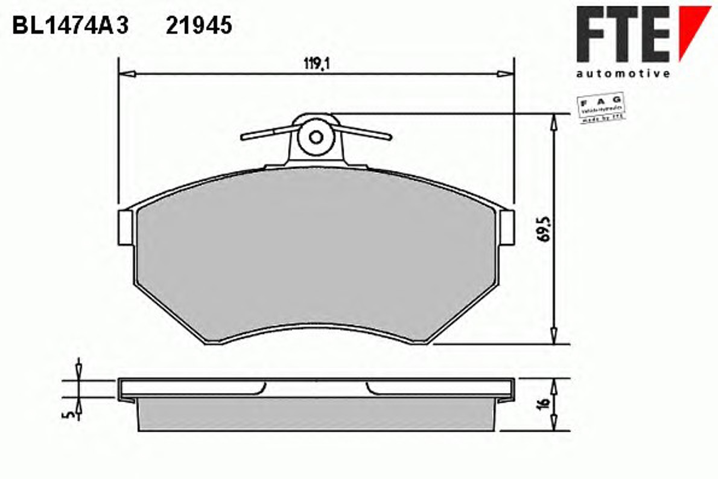 BL1474A3 FTE Колодки тормозные дисковые