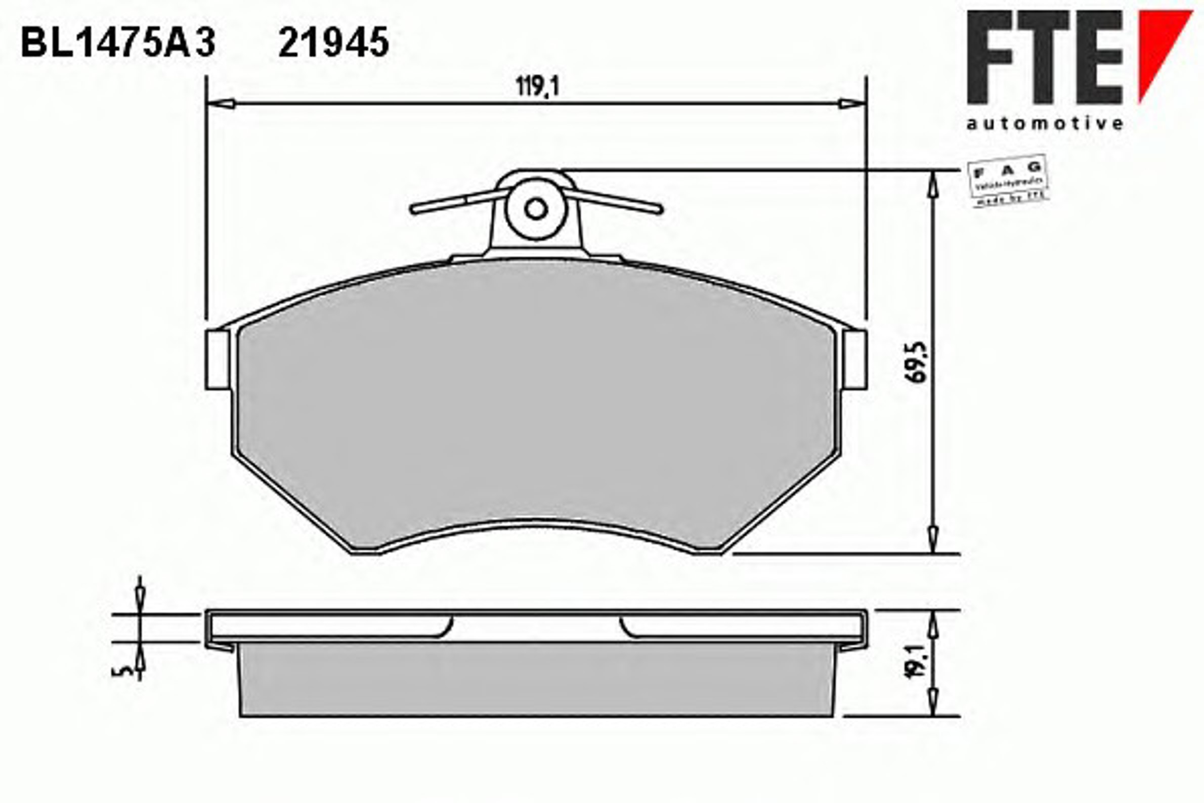 BL1475A3 FTE Колодки тормозные дисковые