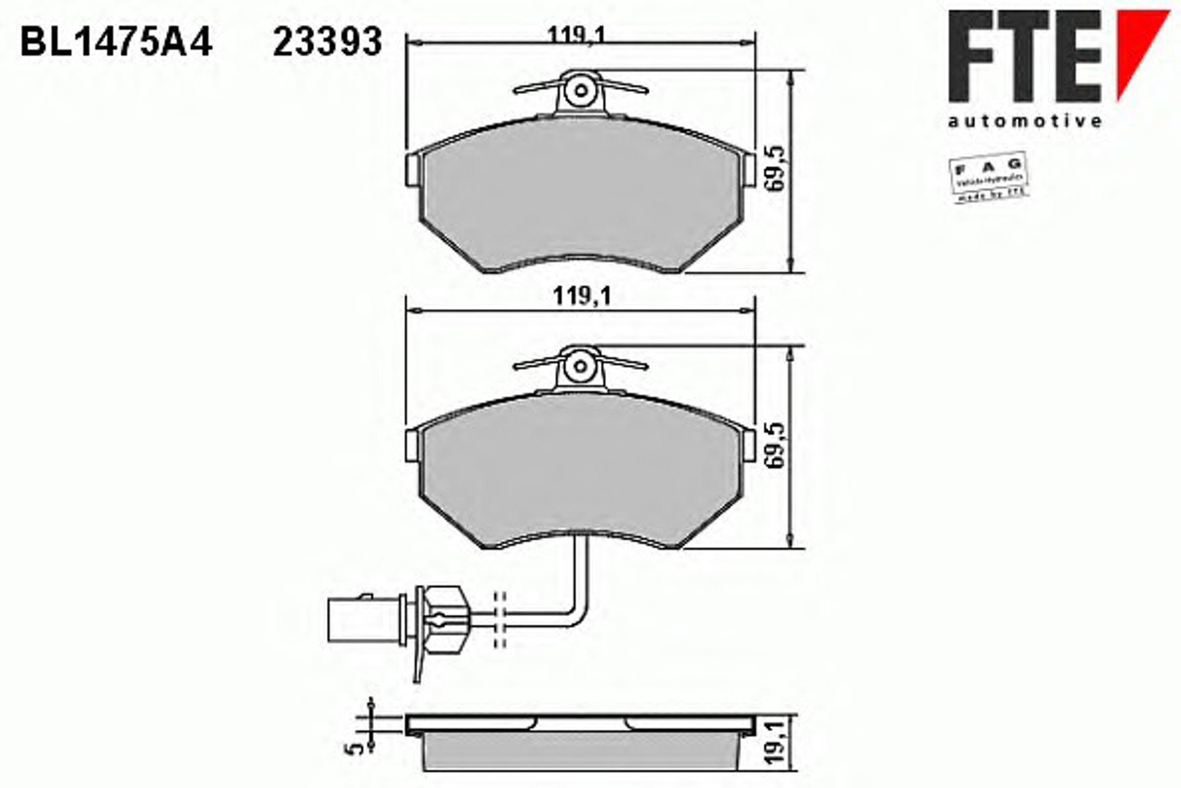 BL1475A4 FTE Комплект тормозных колодок, дисковый тормоз