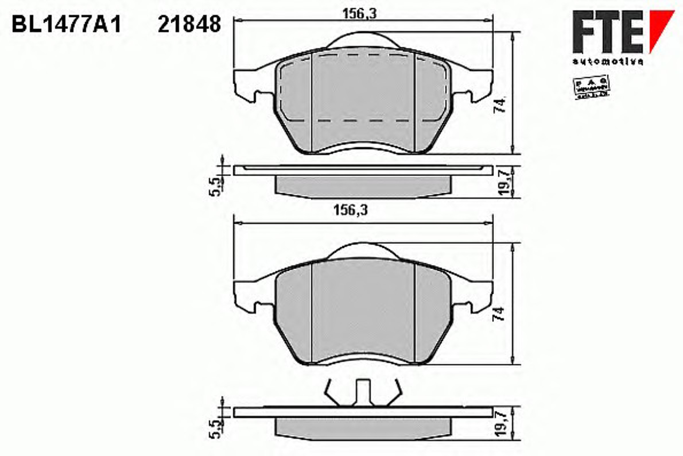 Колодки тормозные дисковые FTE BL1477A1