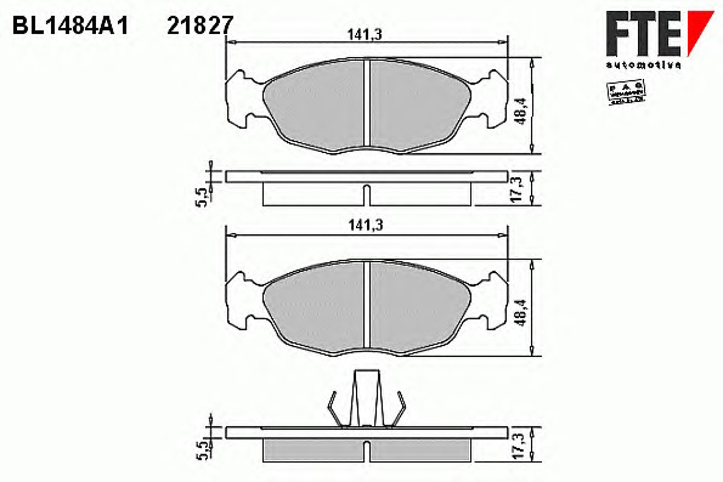 BL1484A1 FTE Комплект тормозных колодок, дисковый тормоз