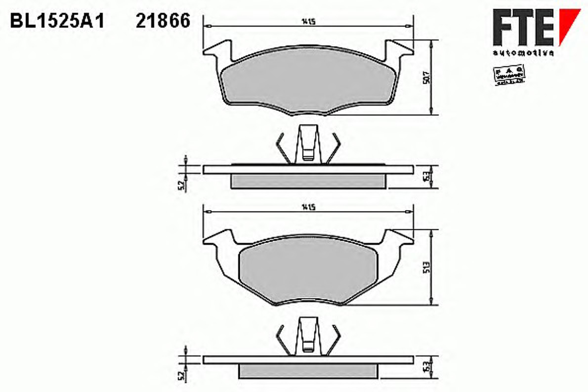 BL1525A1 FTE Комплект тормозных колодок, дисковый тормоз