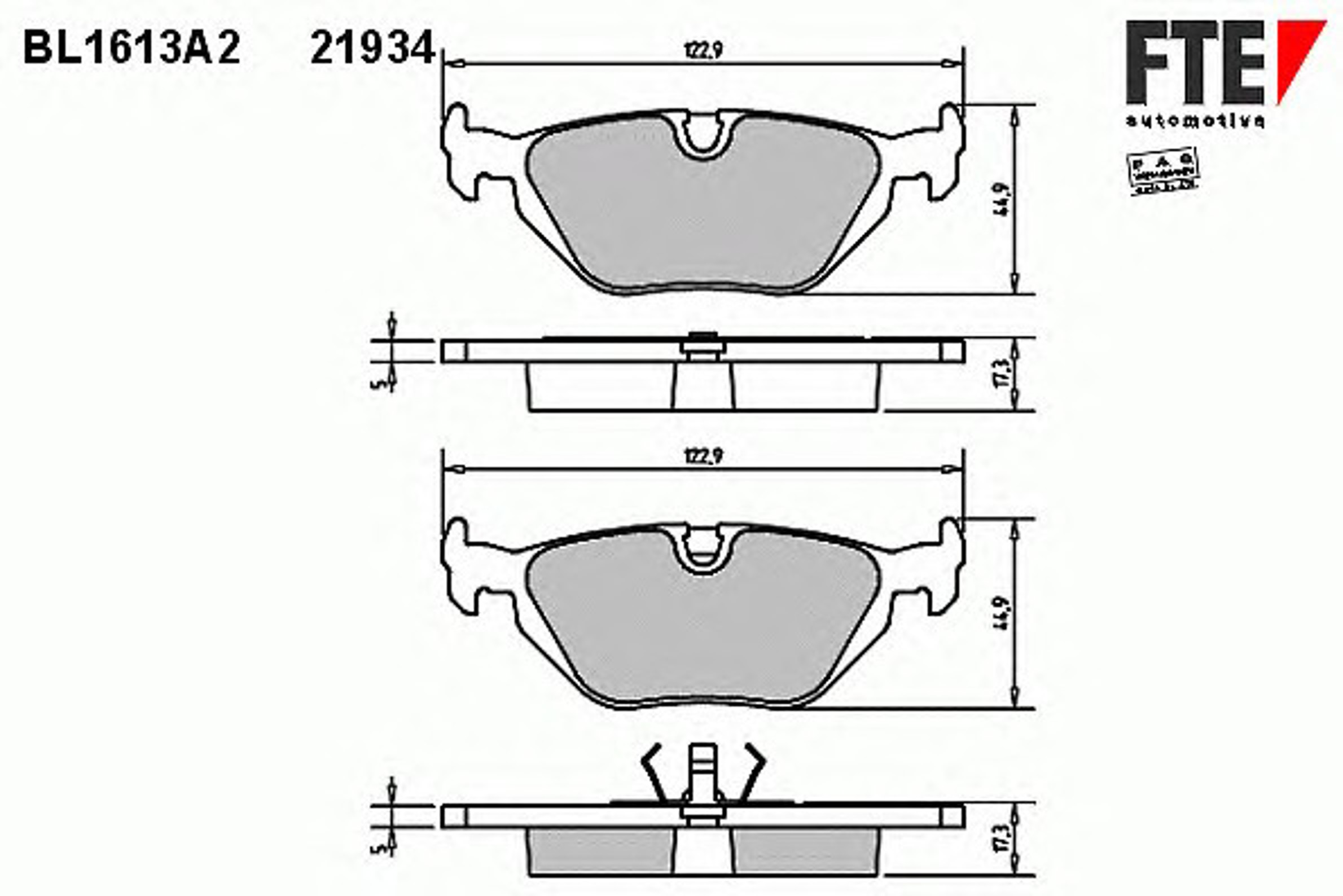 BL1613A2 FTE Комплект тормозных колодок, дисковый тормоз