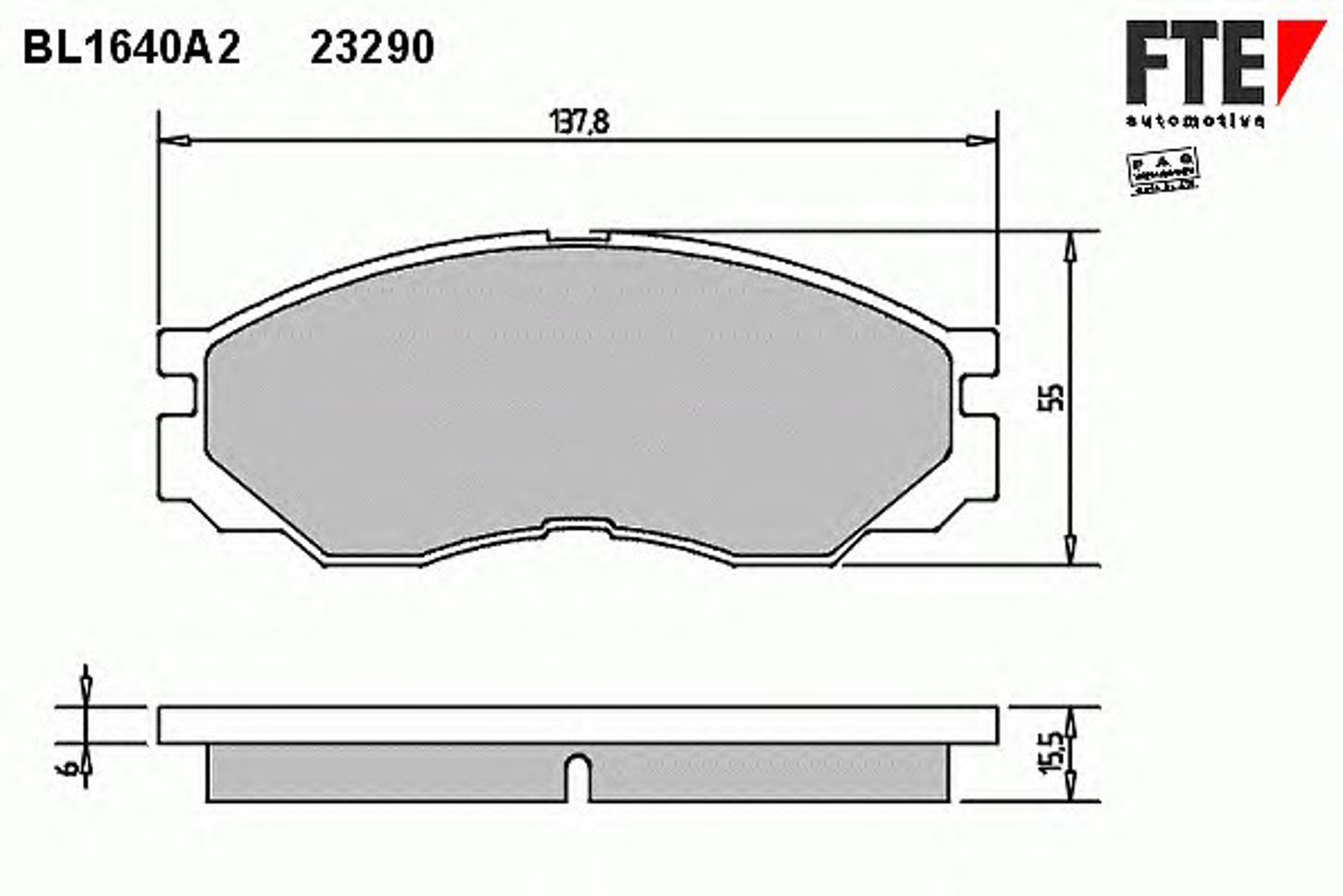 Комплект тормозных колодок дисковый тормоз FTE BL1640A2