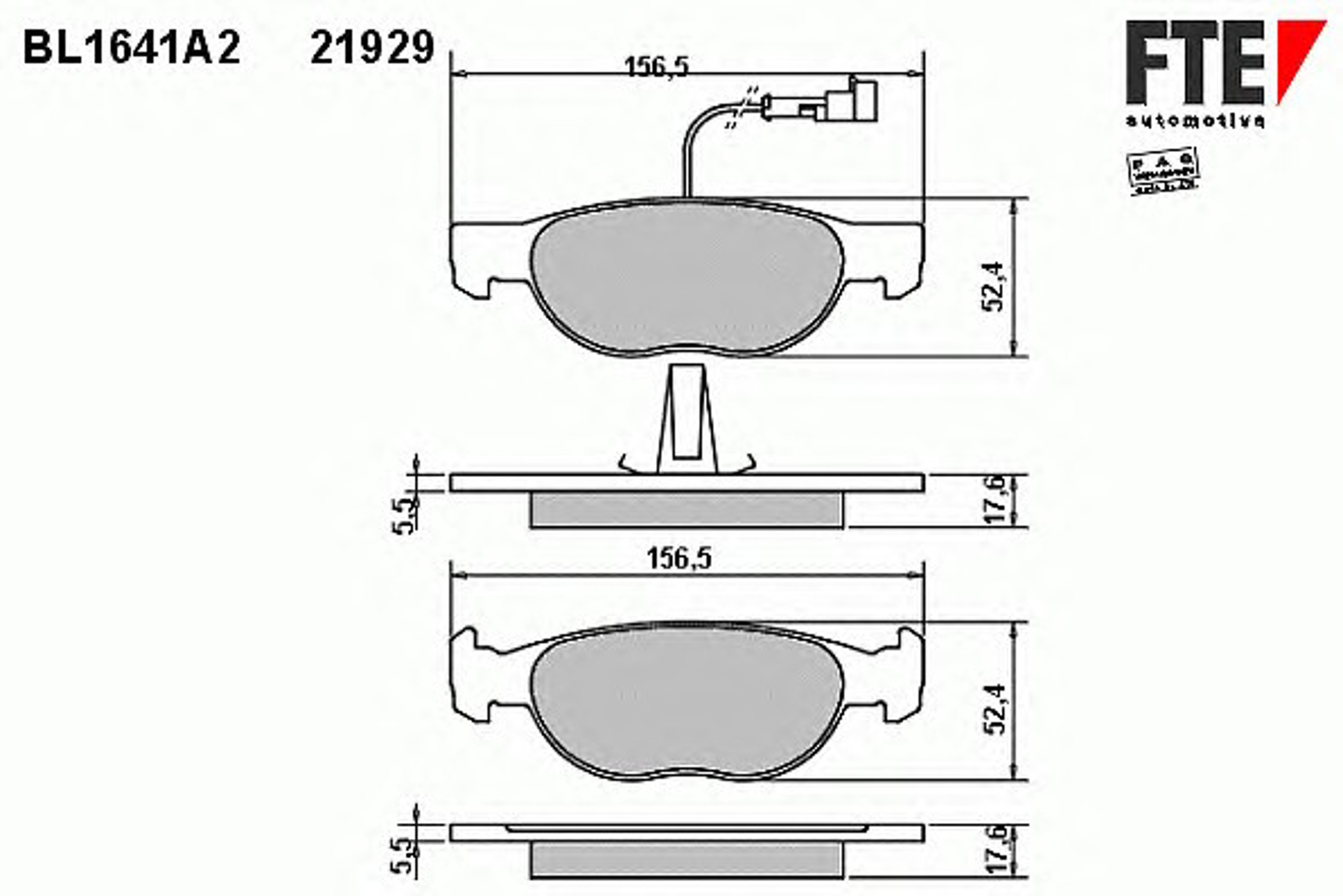 BL1641A2 FTE Колодки тормозные дисковые