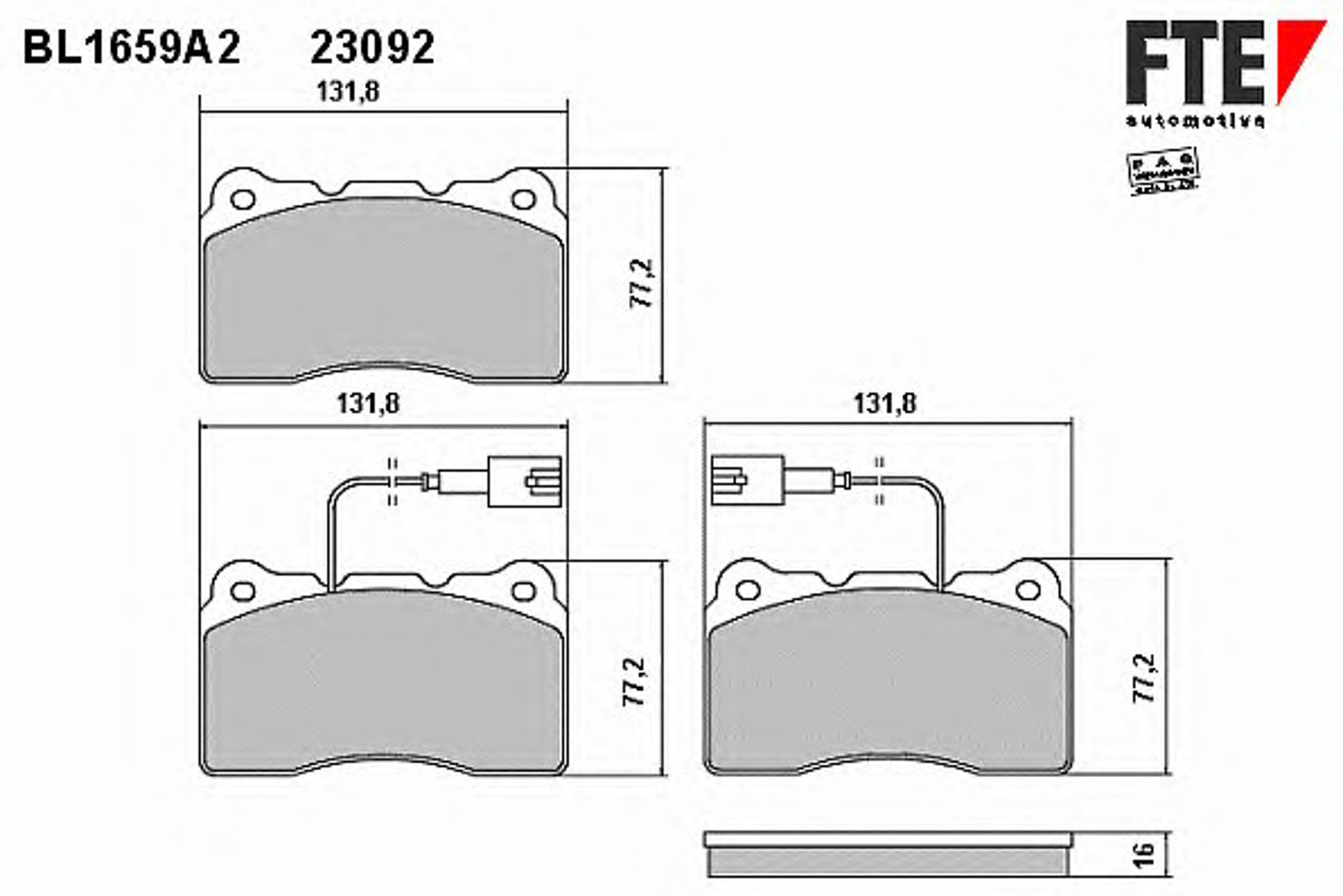 BL1659A2 FTE Колодки тормозные дисковые