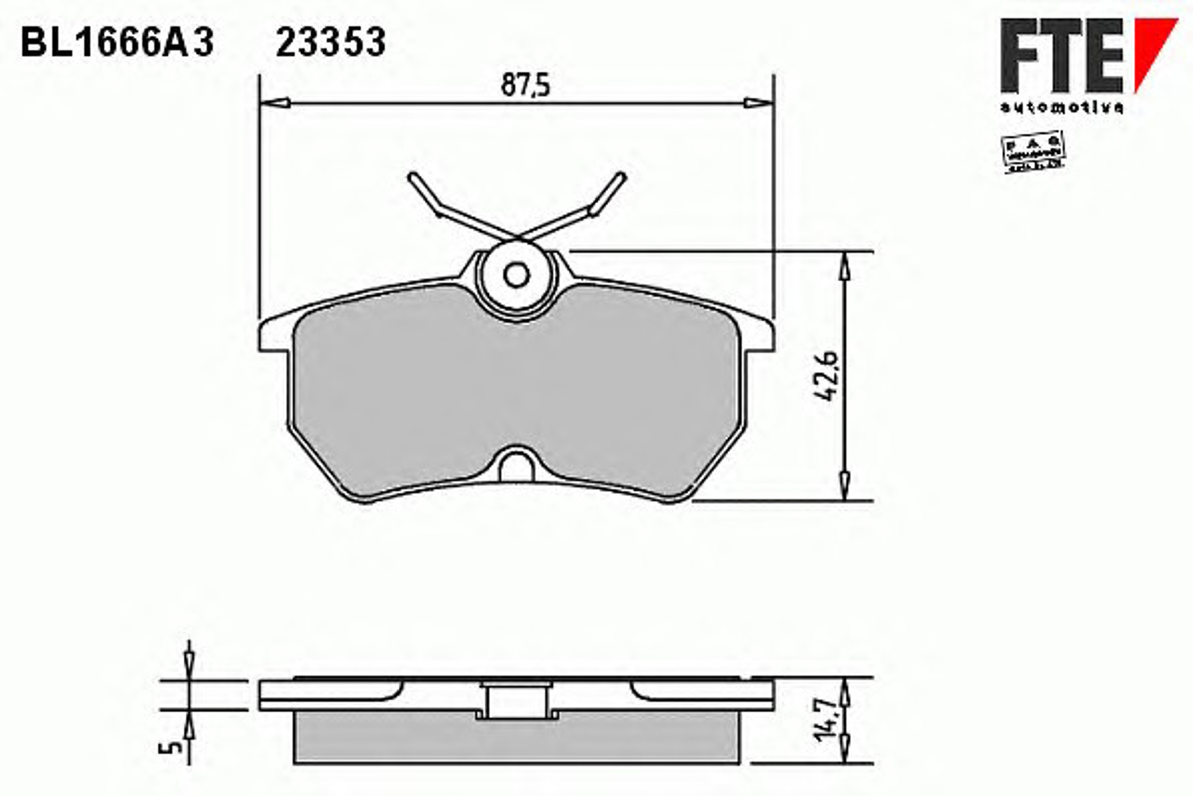 BL1666A3 FTE Комплект тормозных колодок, дисковый тормоз