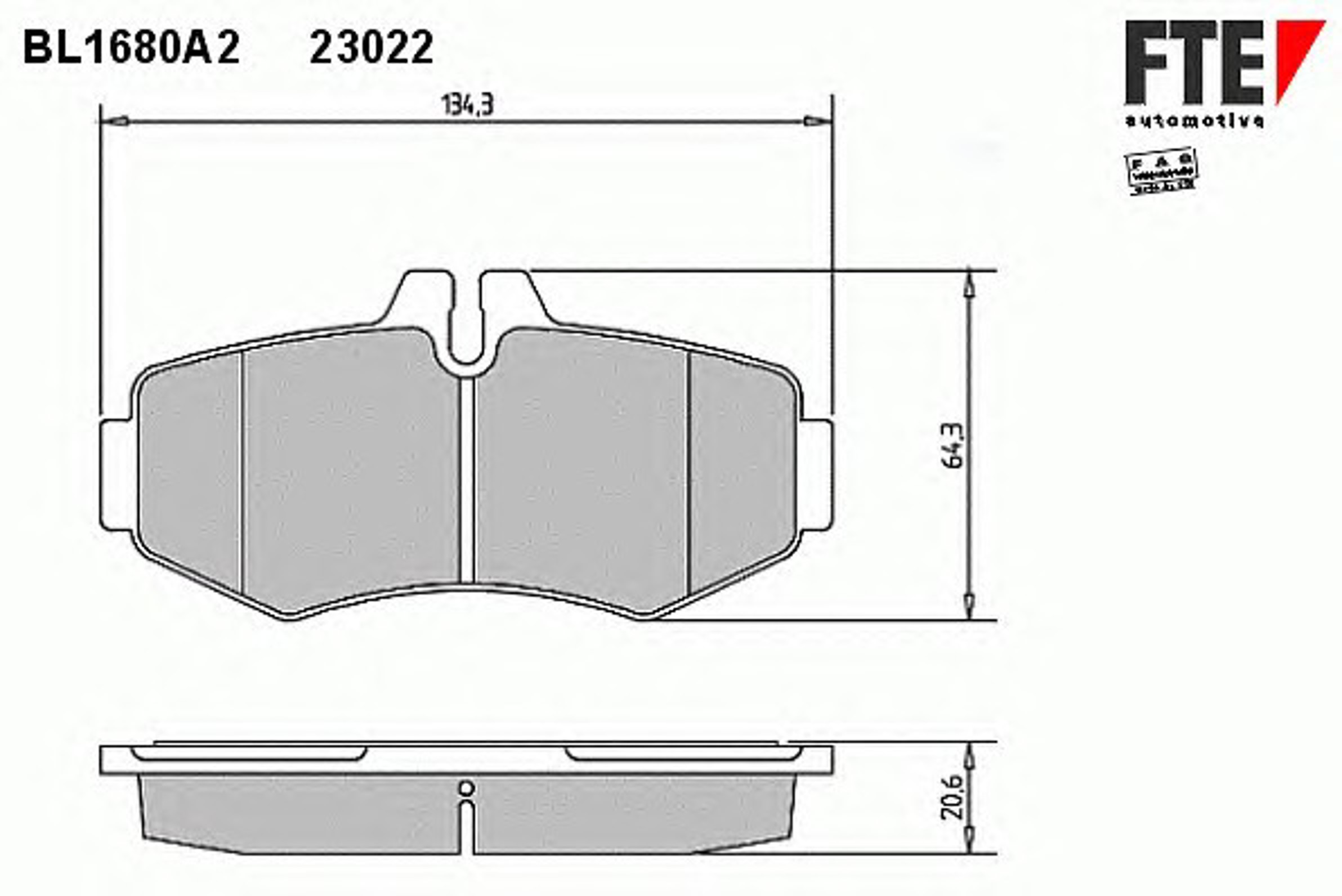 BL1680A2 FTE Комплект тормозных колодок, дисковый тормоз