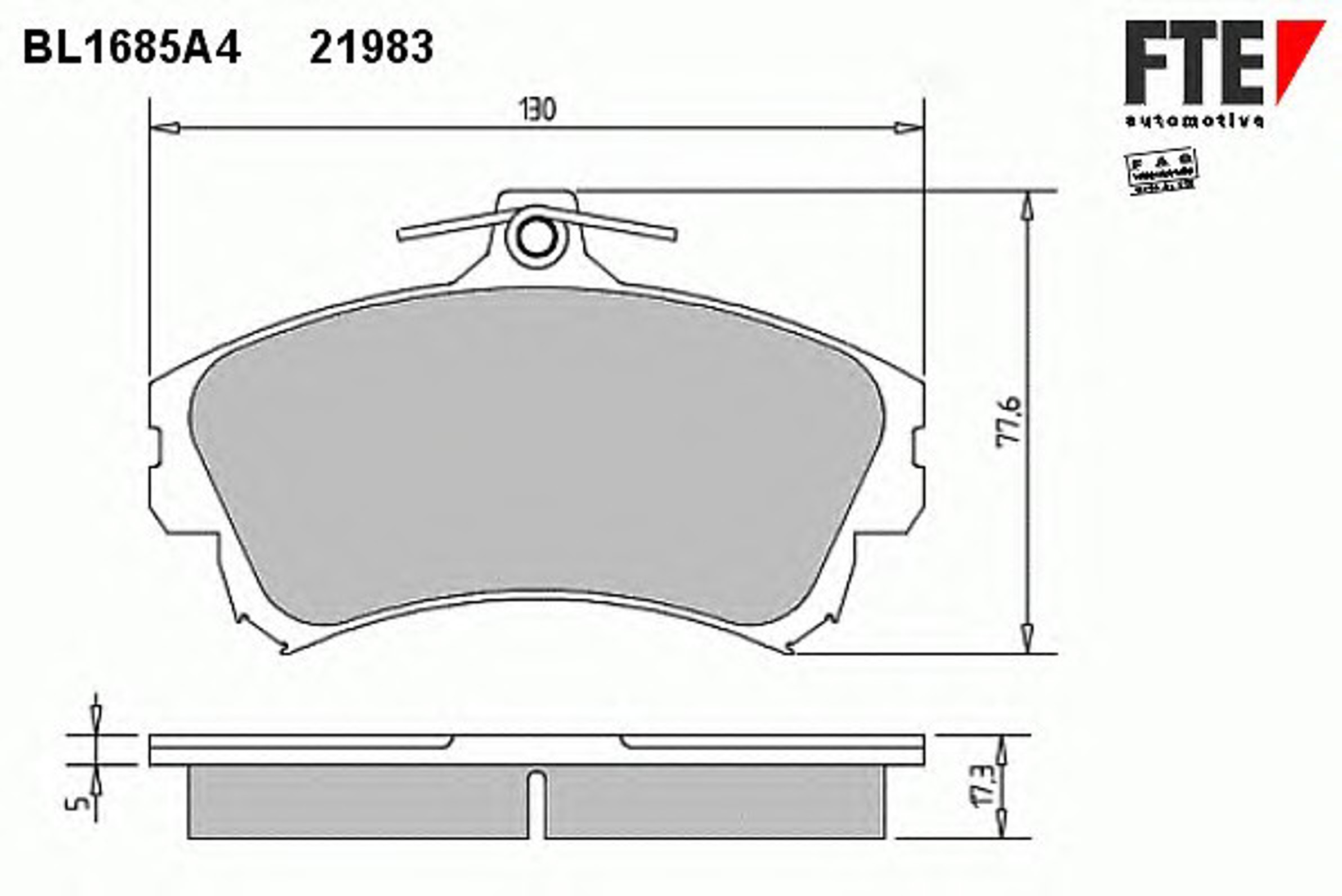 Комплект тормозных колодок дисковый тормоз FTE BL1685A4