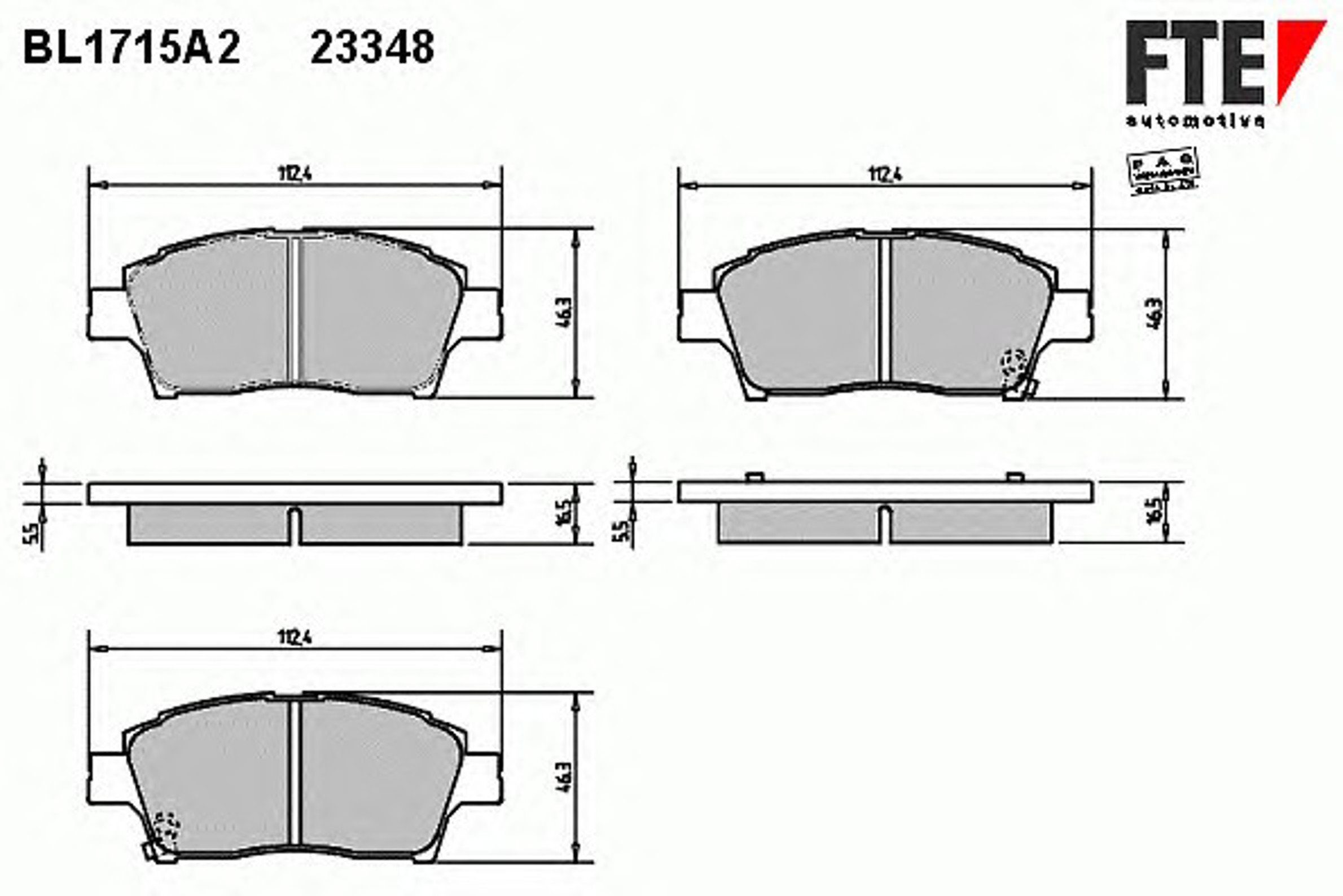 Комплект тормозных колодок дисковый тормоз FTE BL1715A2