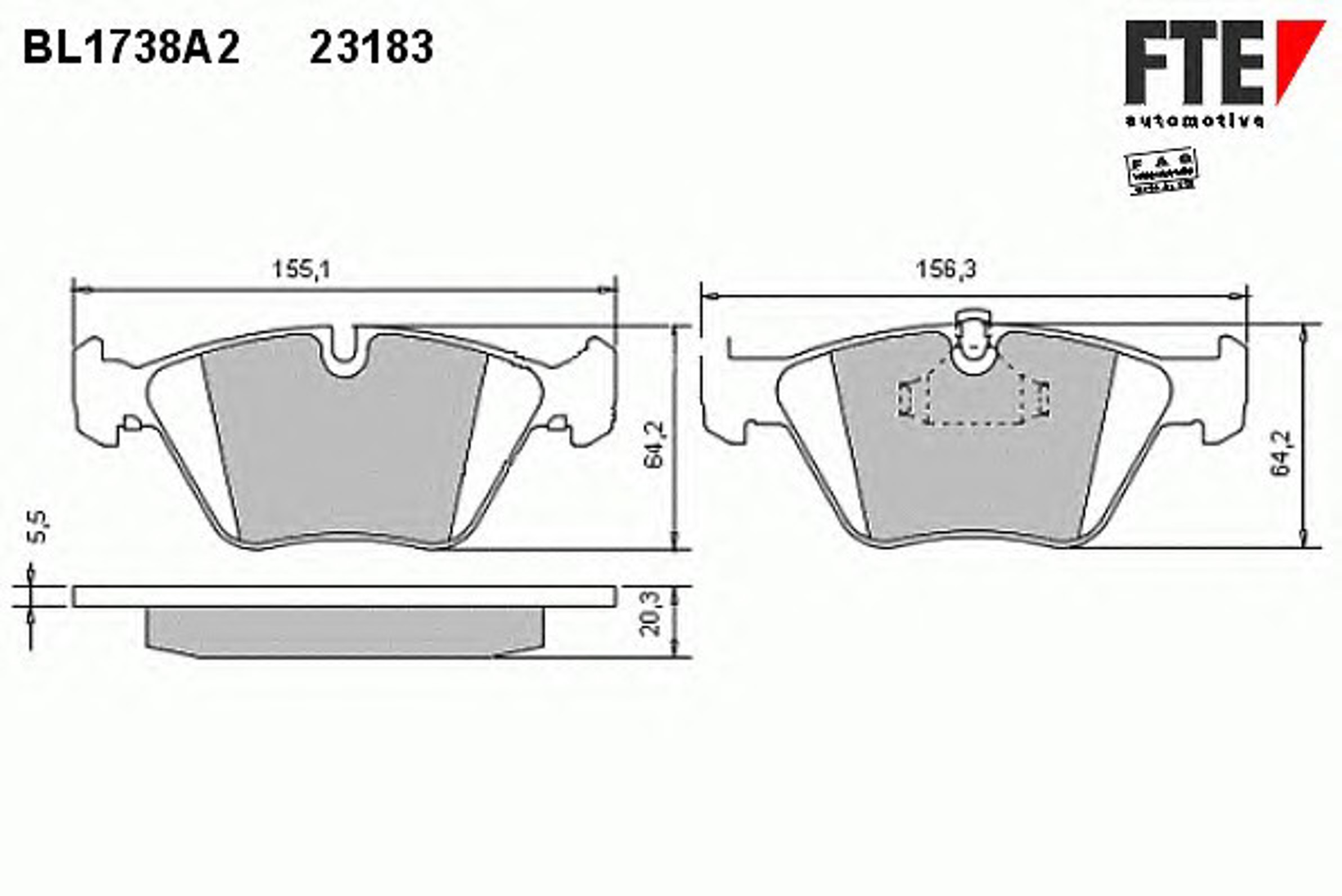 Комплект тормозных колодок дисковый тормоз FTE BL1738A2
