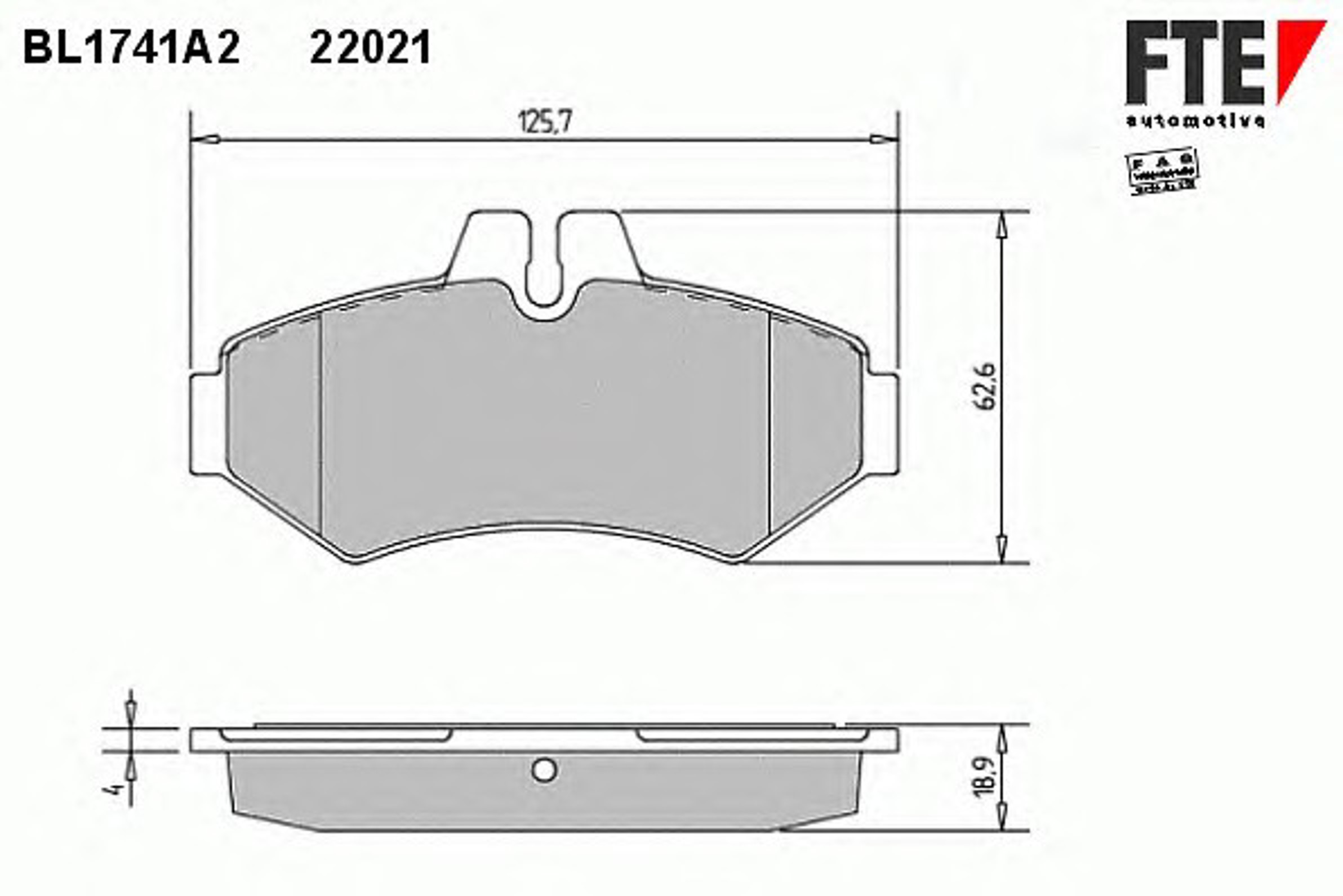 Комплект тормозных колодок дисковый тормоз FTE BL1741A2