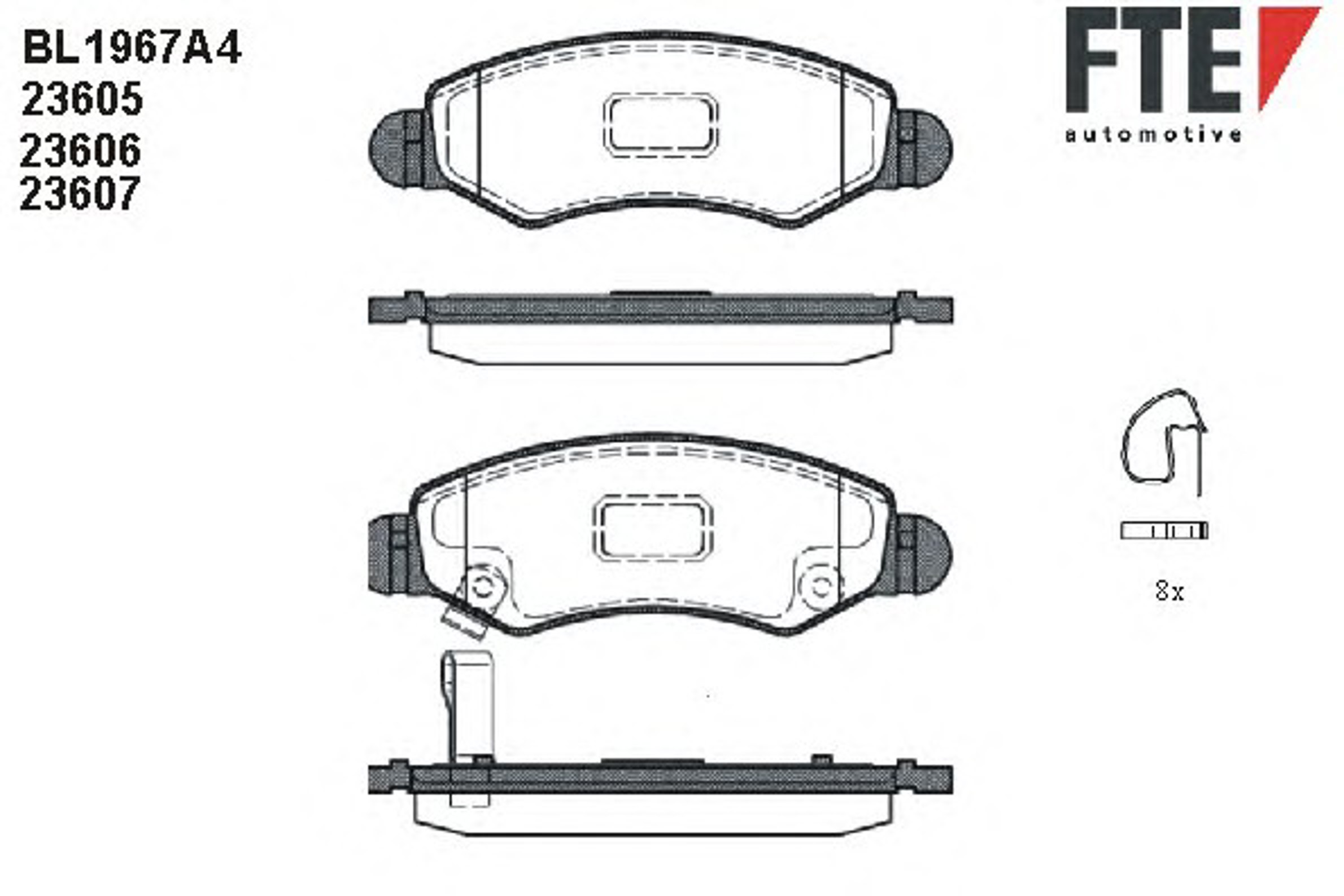 Комплект тормозных колодок дисковый тормоз FTE BL1967A4