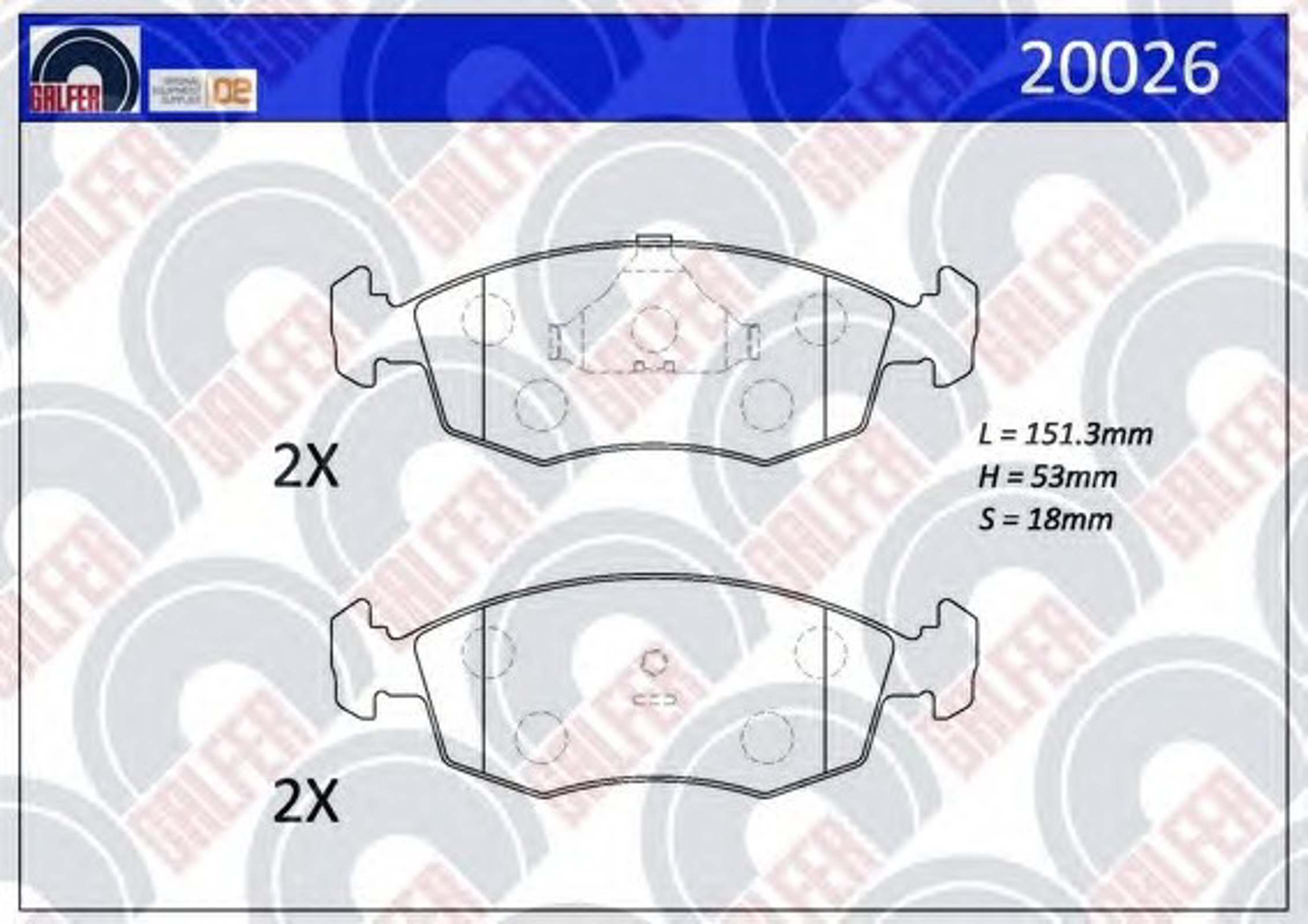 20026 GALFER Комплект тормозных колодок, дисковый тормоз