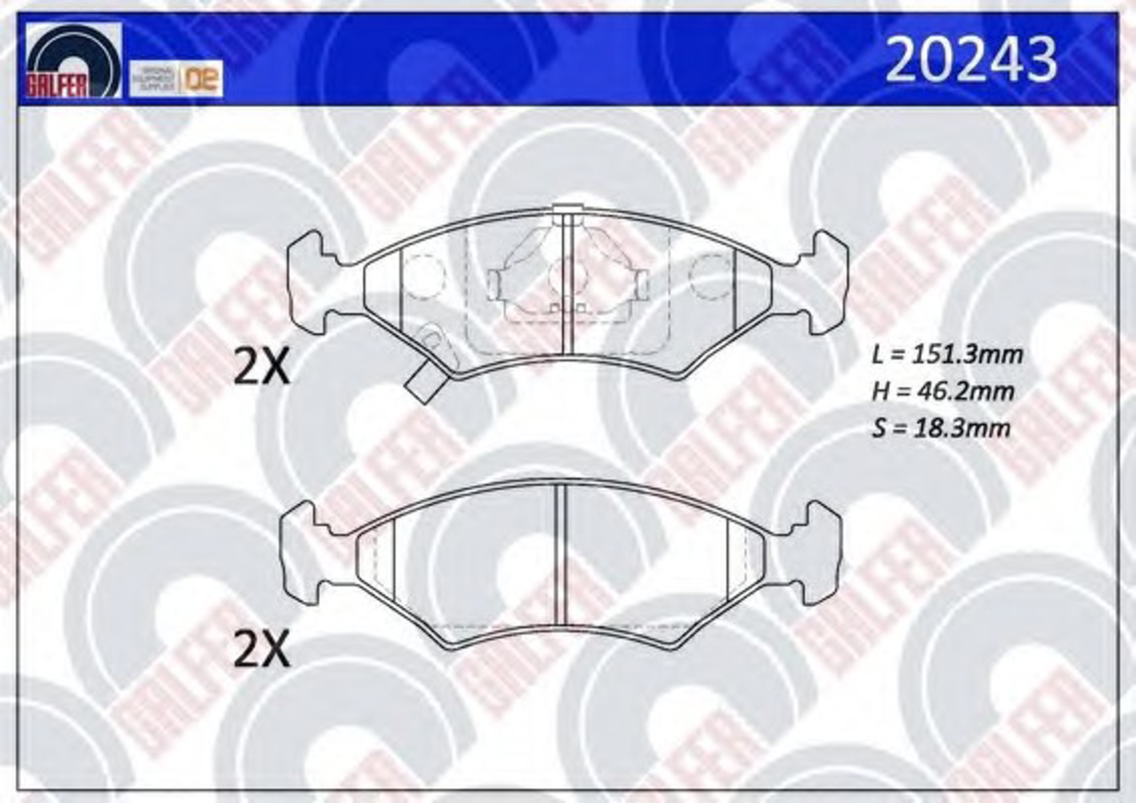 20243 GALFER Комплект тормозных колодок, дисковый тормоз