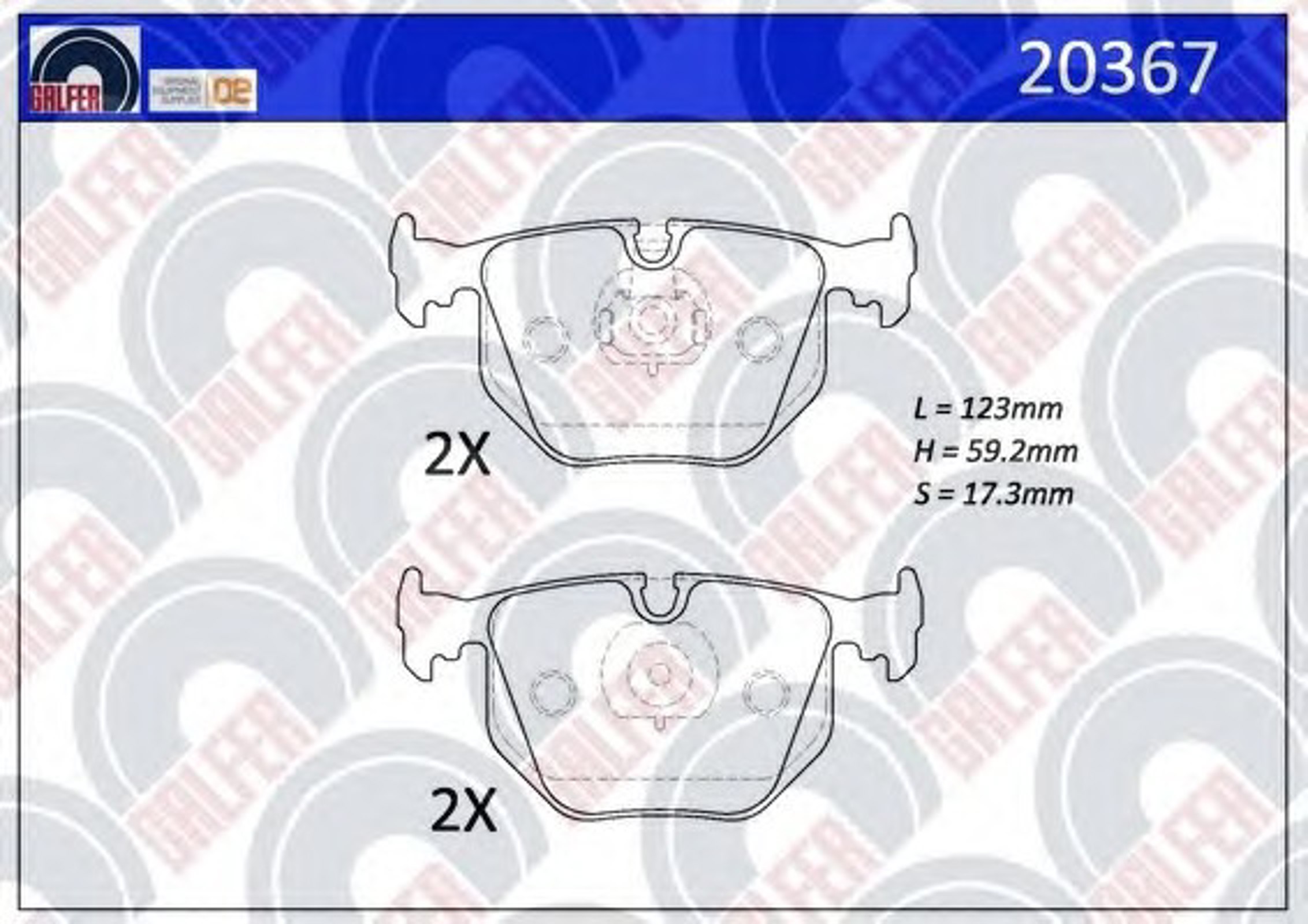 20367 GALFER Комплект тормозных колодок, дисковый тормоз