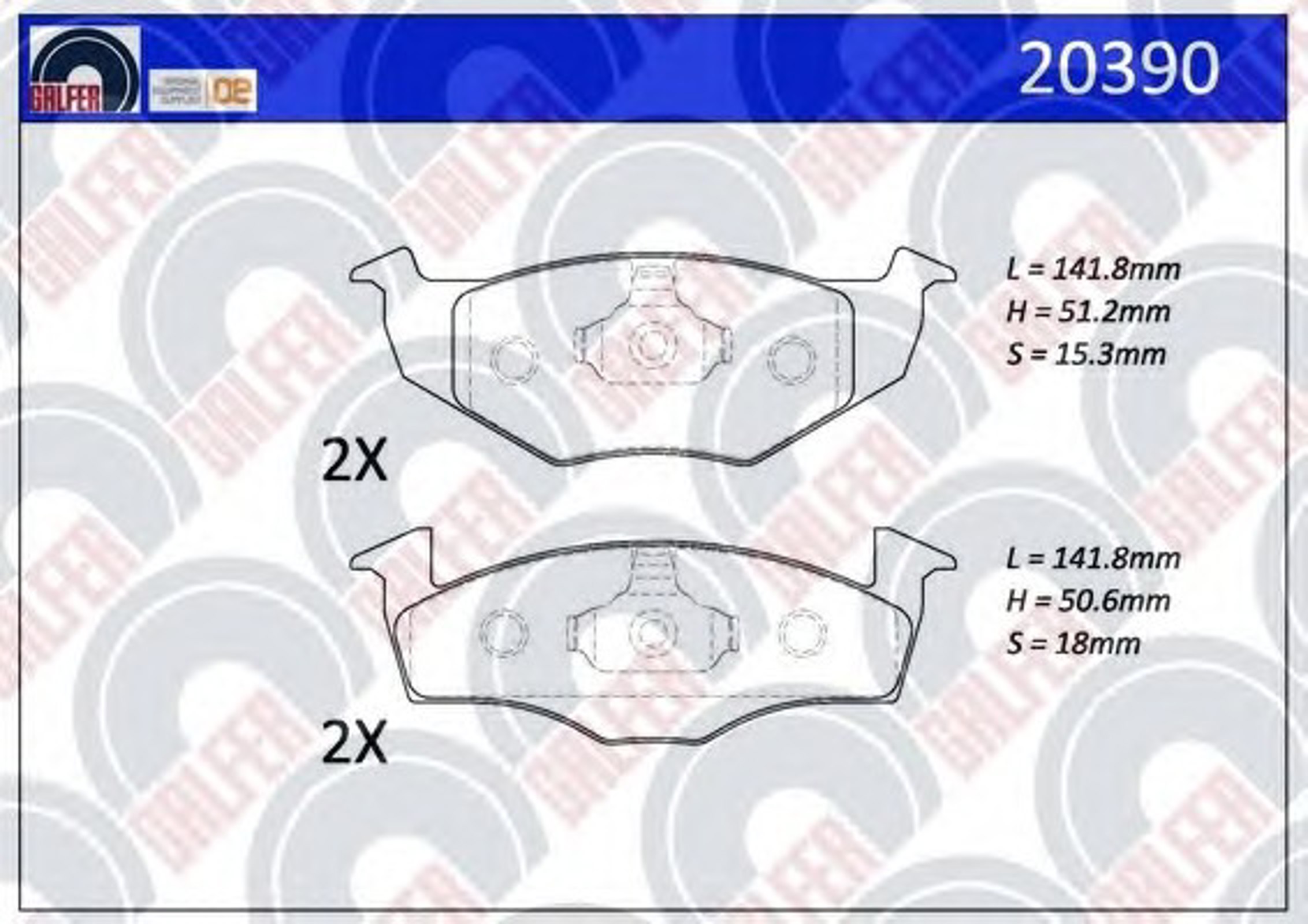 20390 GALFER Комплект тормозных колодок, дисковый тормоз