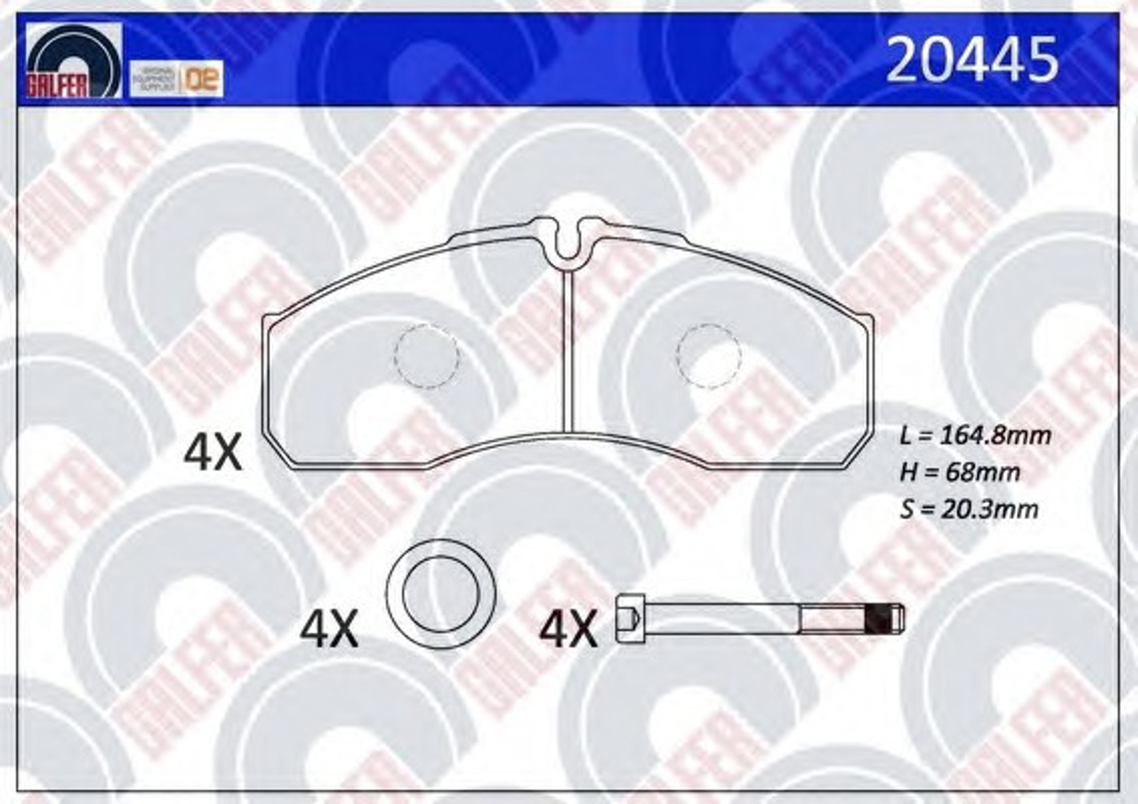 20445 GALFER Комплект тормозных колодок, дисковый тормоз