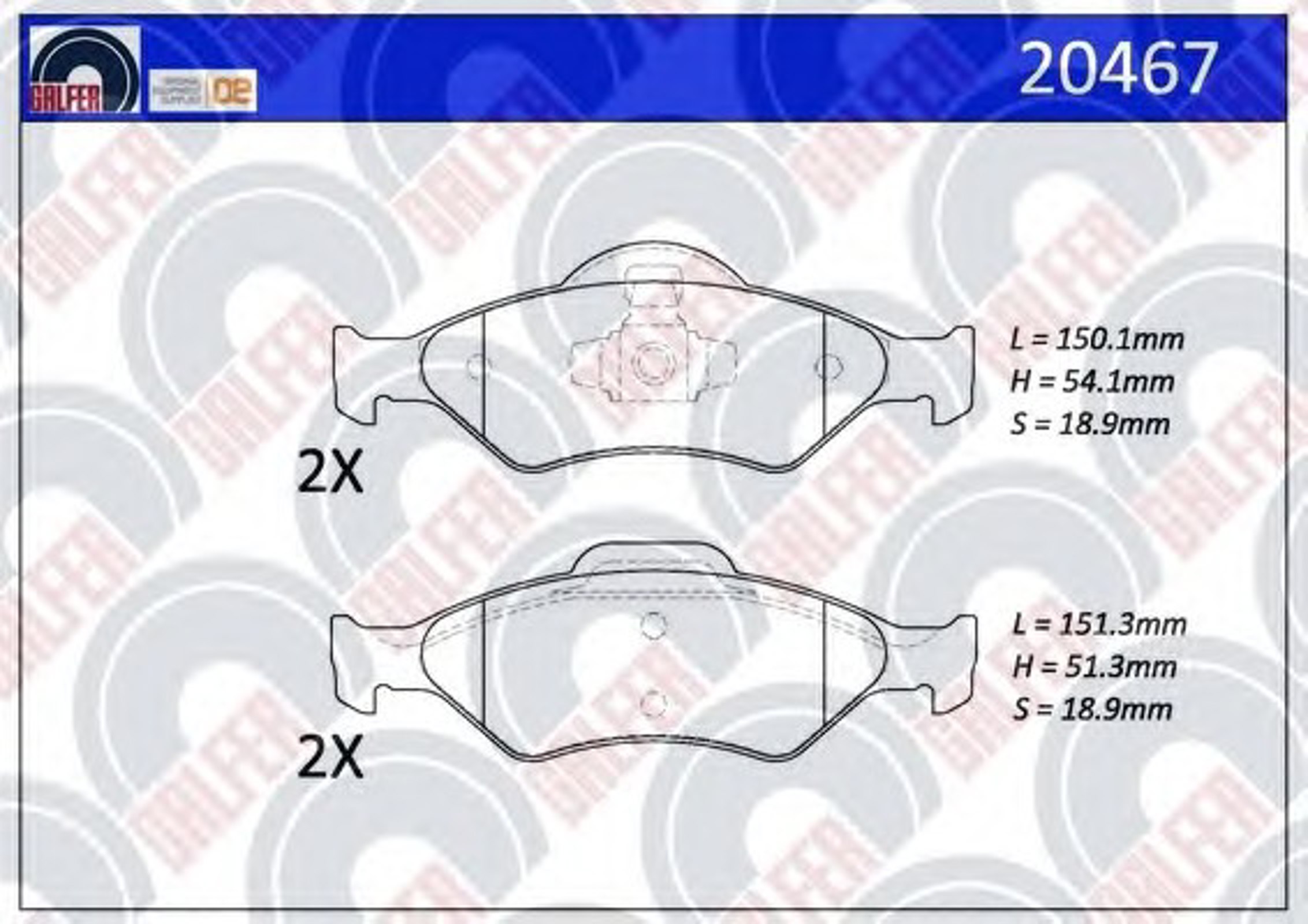 20467 GALFER Комплект тормозных колодок, дисковый тормоз