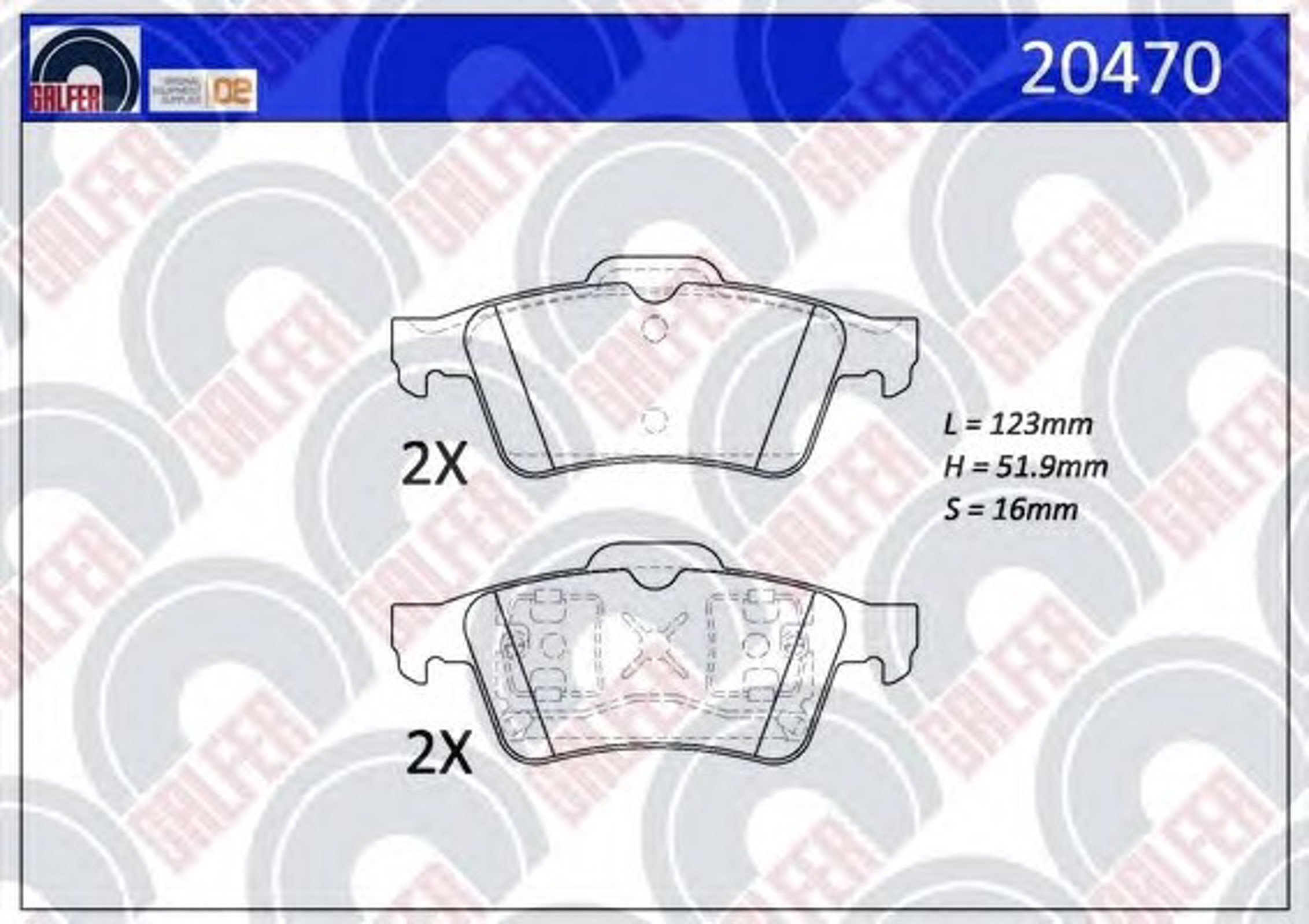 20470 GALFER Комплект тормозных колодок, дисковый тормоз