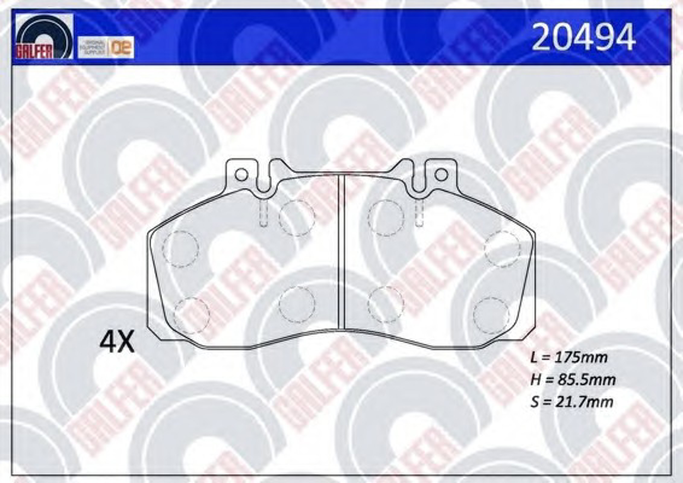 20494 GALFER Комплект тормозных колодок, дисковый тормоз