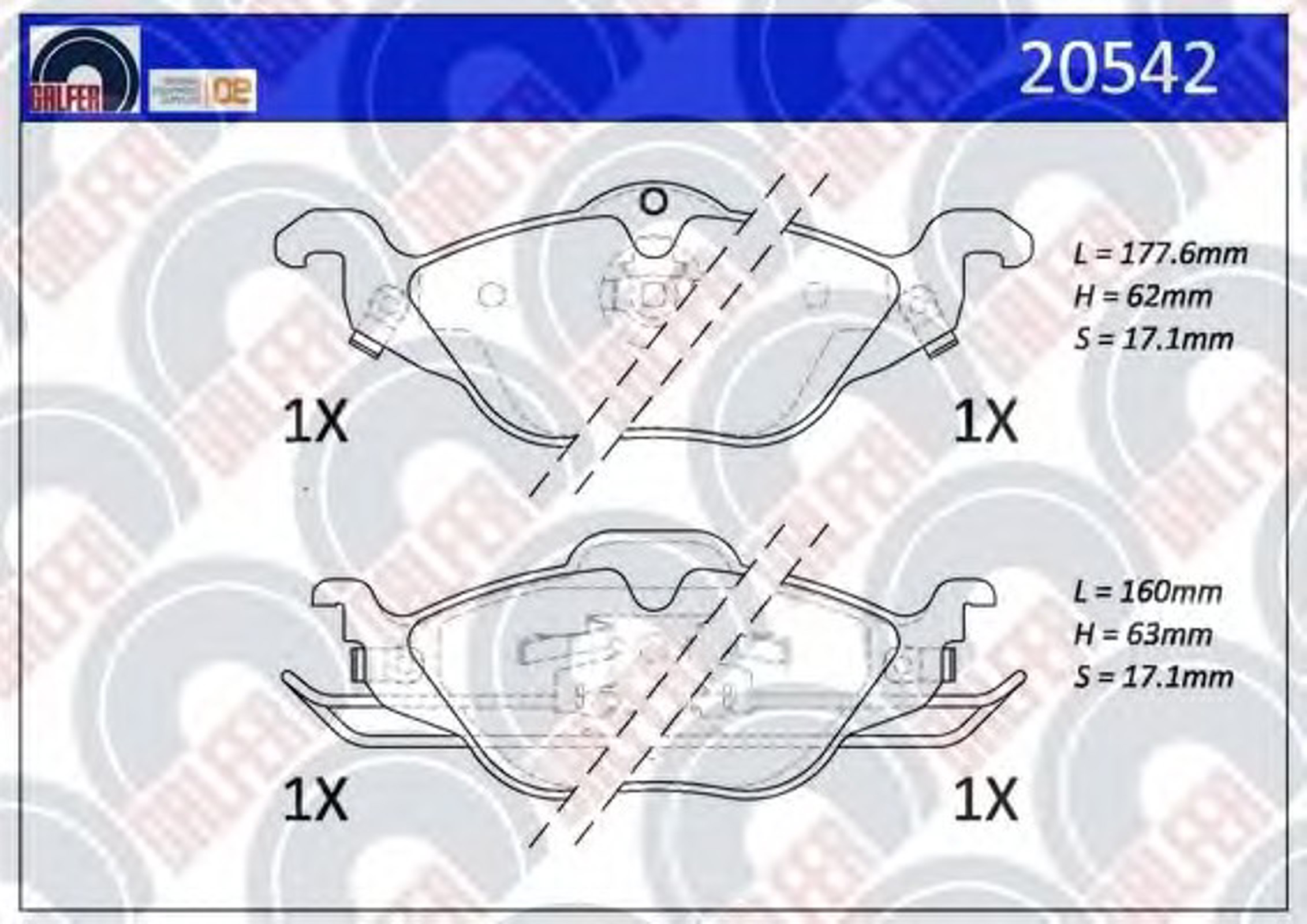 20542 GALFER Колодки тормозные дисковые