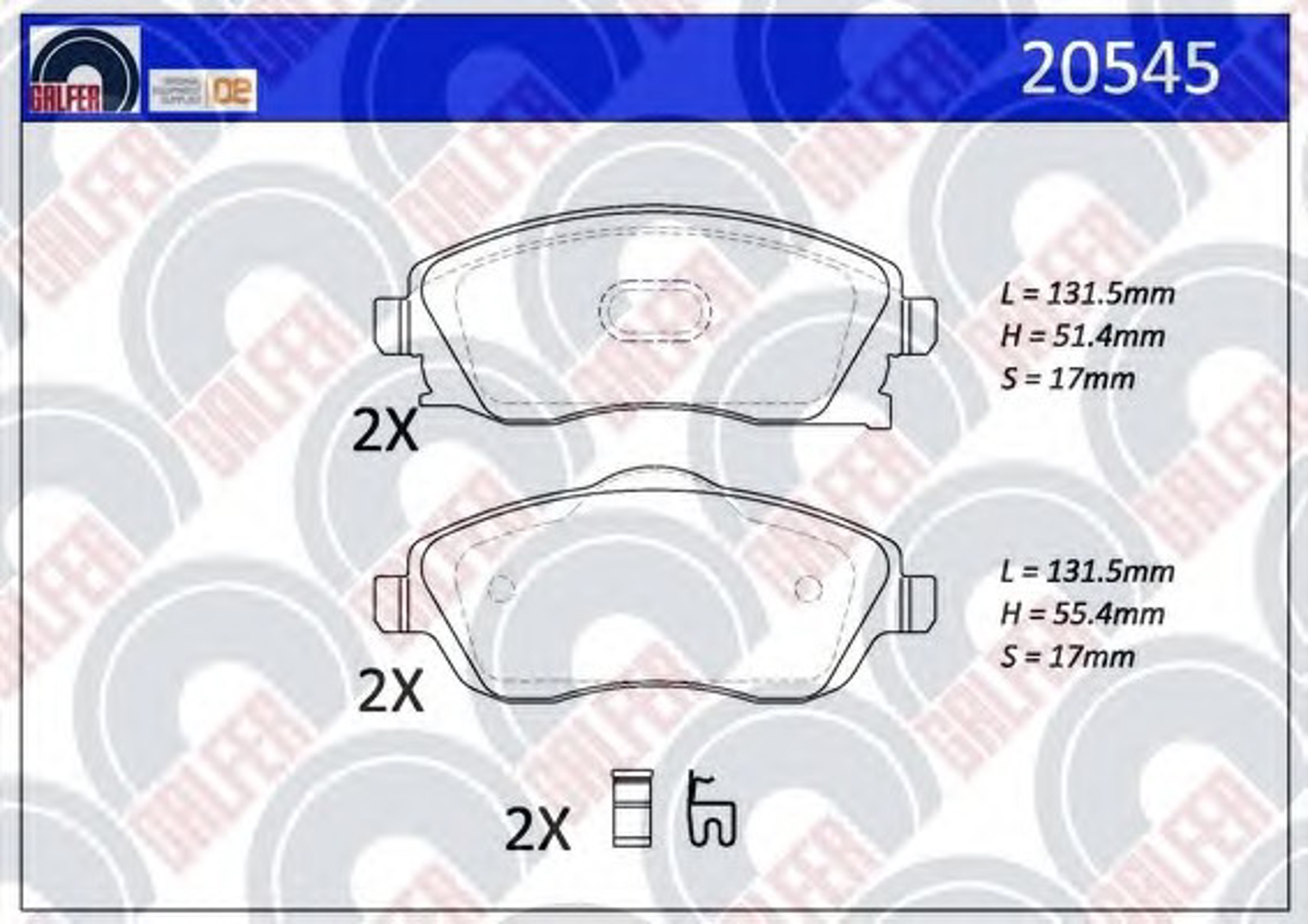 20545 GALFER Комплект тормозных колодок, дисковый тормоз