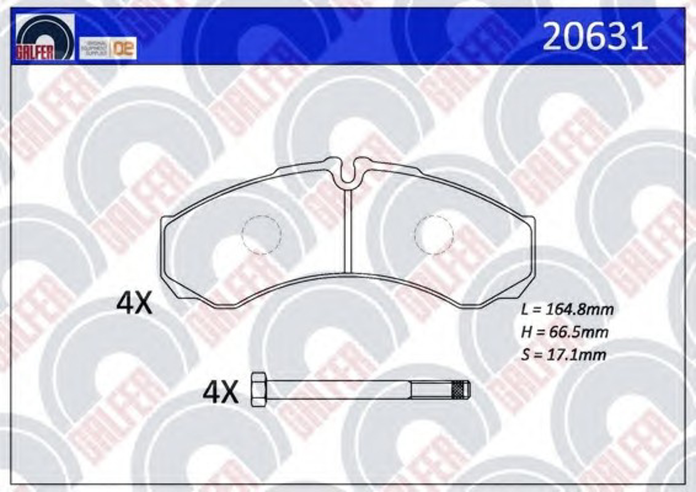 20631 GALFER Комплект тормозных колодок, дисковый тормоз