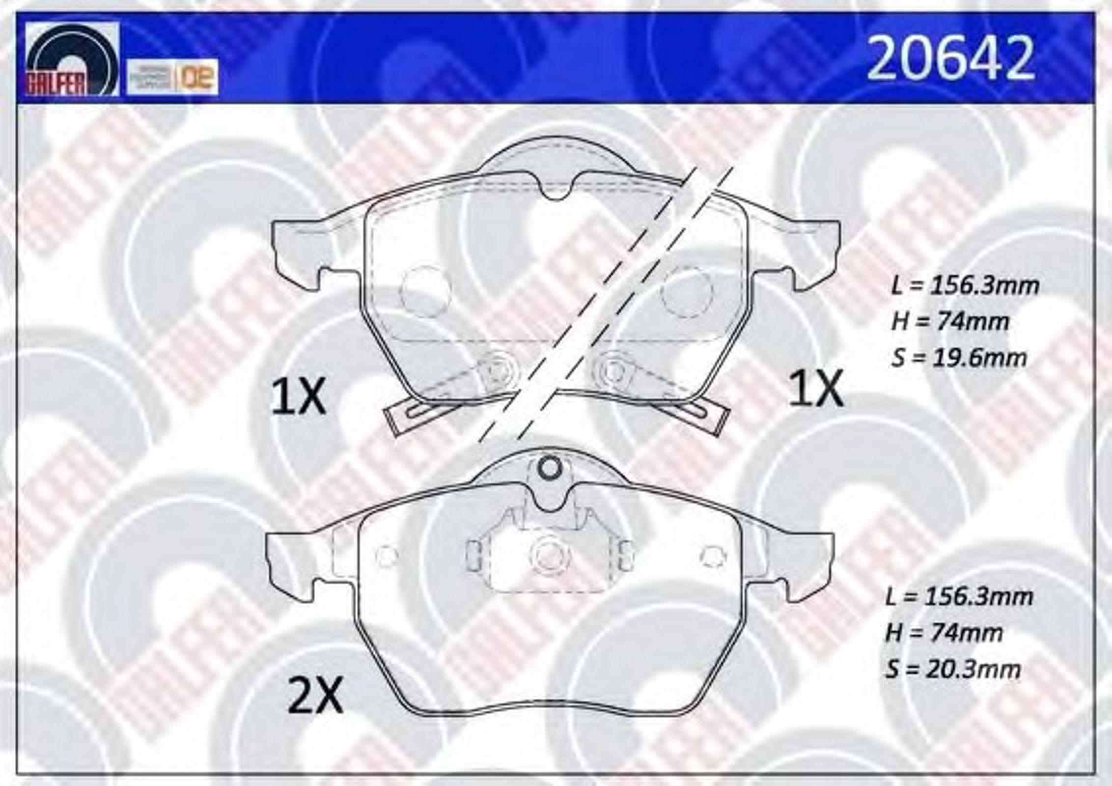 20642 GALFER Колодки тормозные дисковые