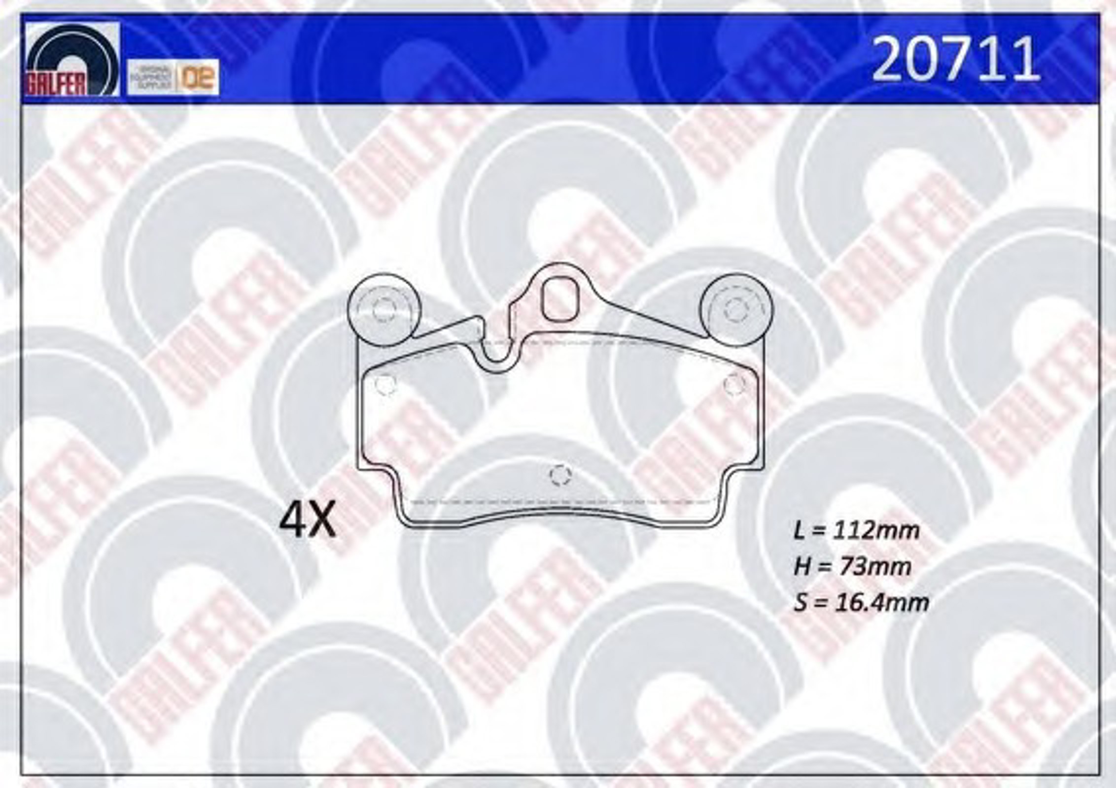 20711 GALFER Комплект тормозных колодок, дисковый тормоз