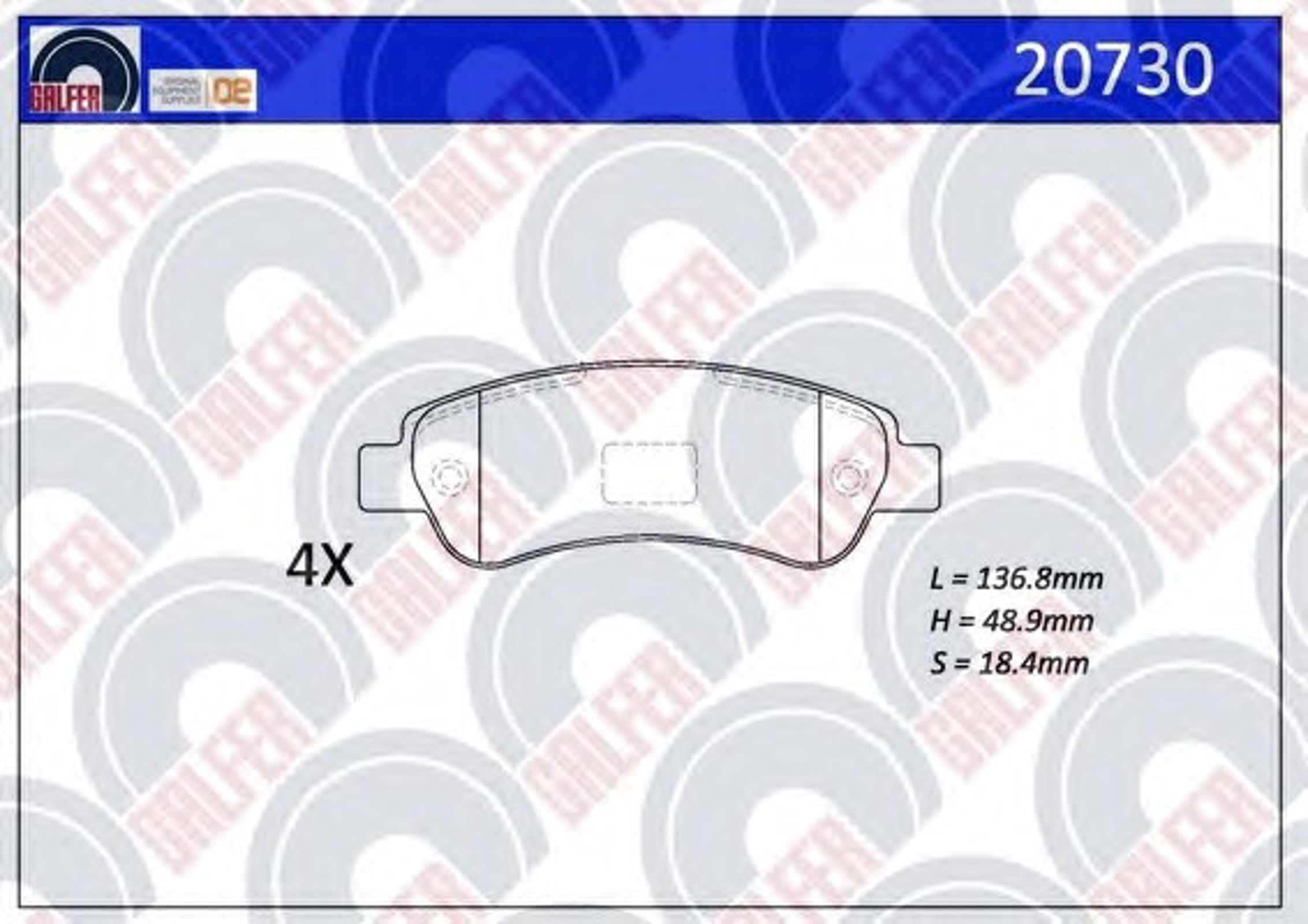 20730 GALFER Колодки тормозные дисковые