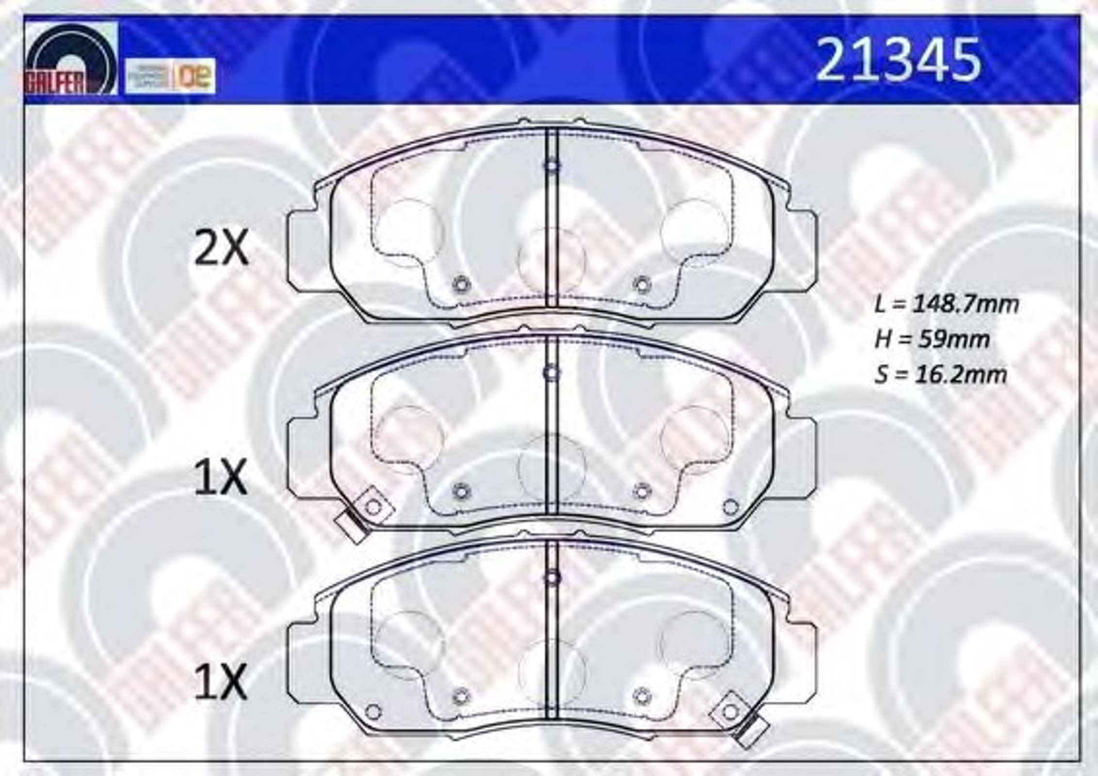 21345 GALFER Колодки тормозные дисковые