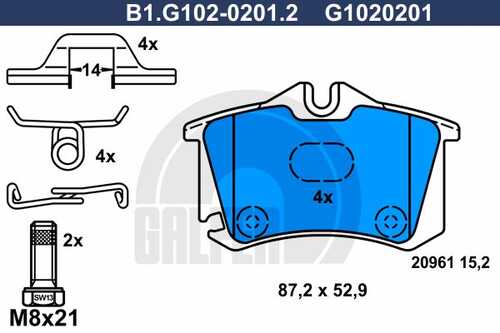 Колодки тормозные дисковые /комплект 4 шт GALFER B1-G102-0201-2